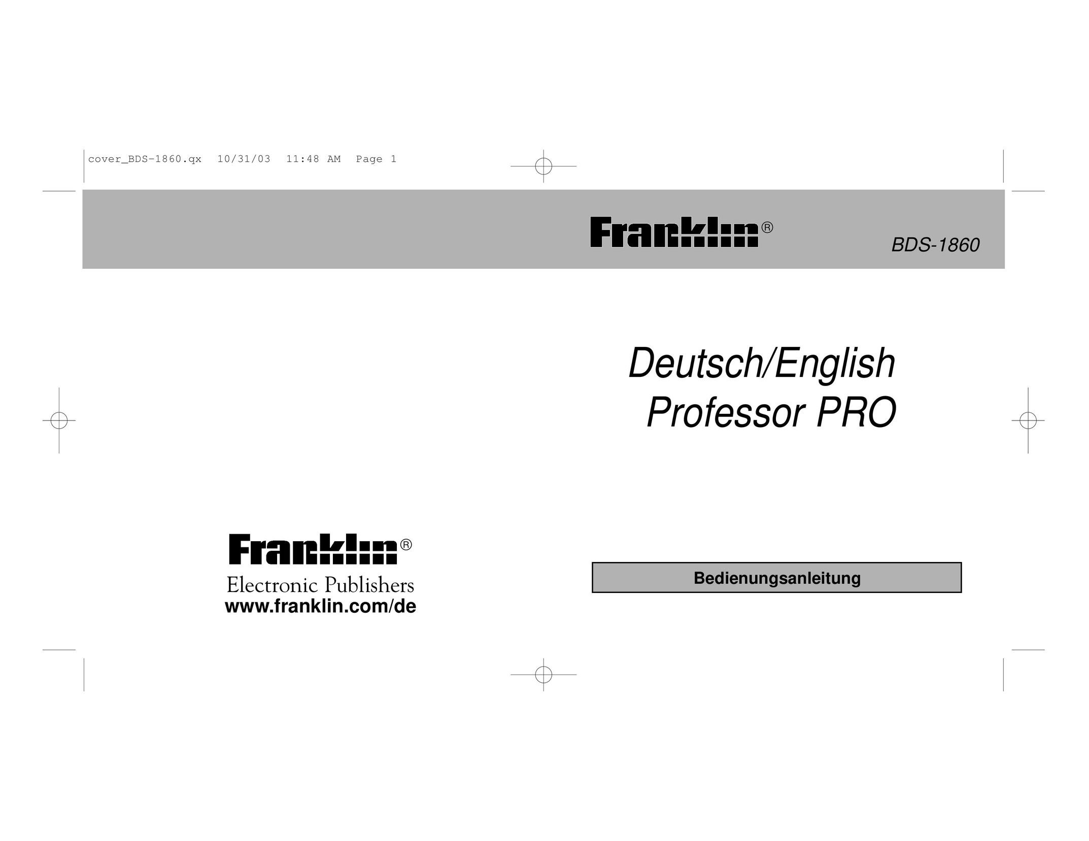 Franklin BDS-1860 eBook Reader User Manual