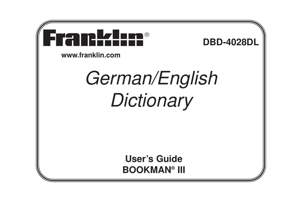Franklin DBD-4028DL eBook Reader User Manual