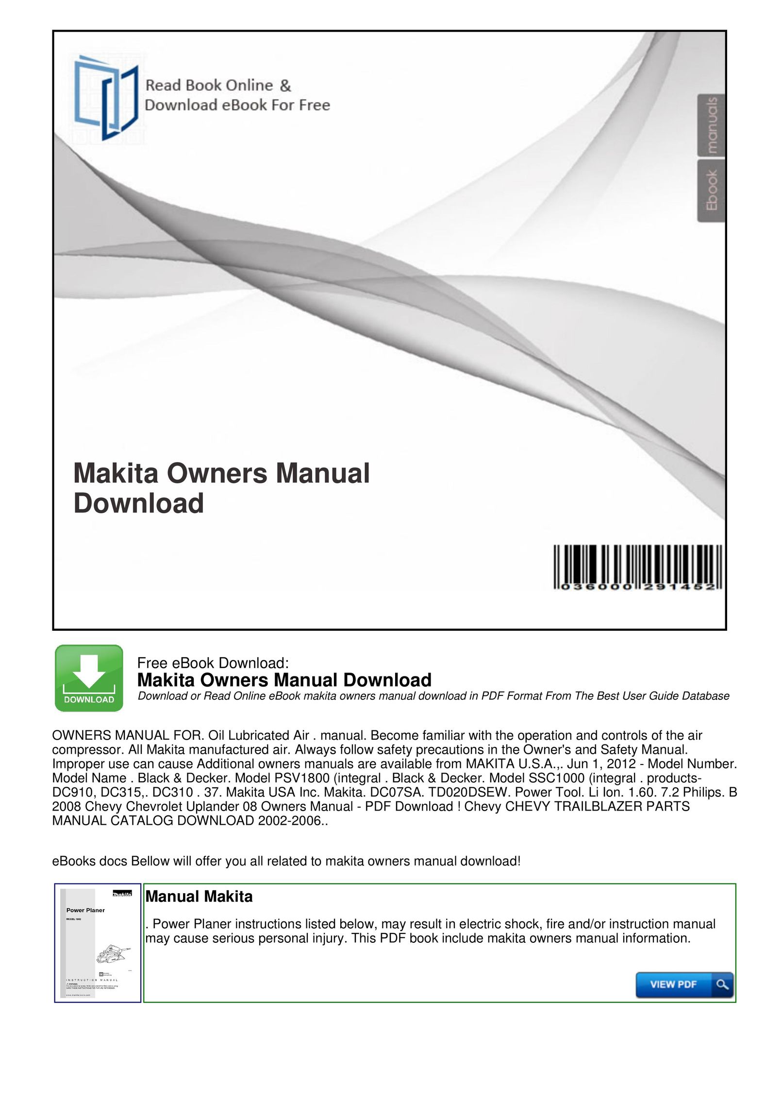 Makita SSC1000 eBook Reader User Manual