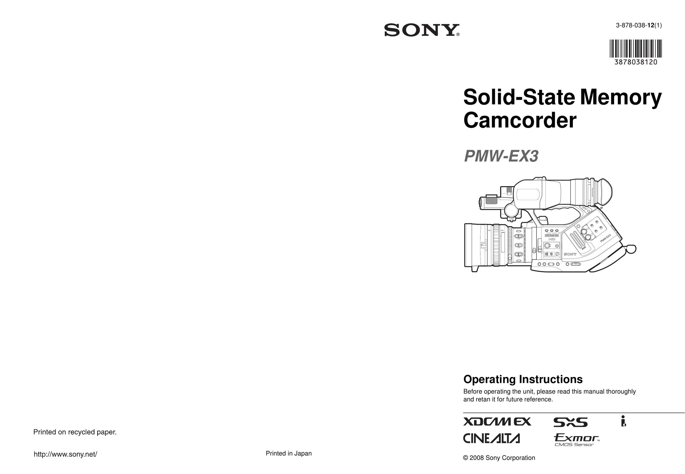 Sony PMW-EX3 eBook Reader User Manual