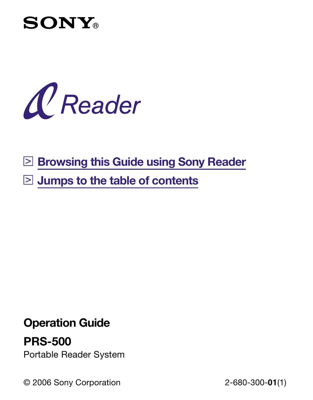 Sony PRS-500 eBook Reader User Manual