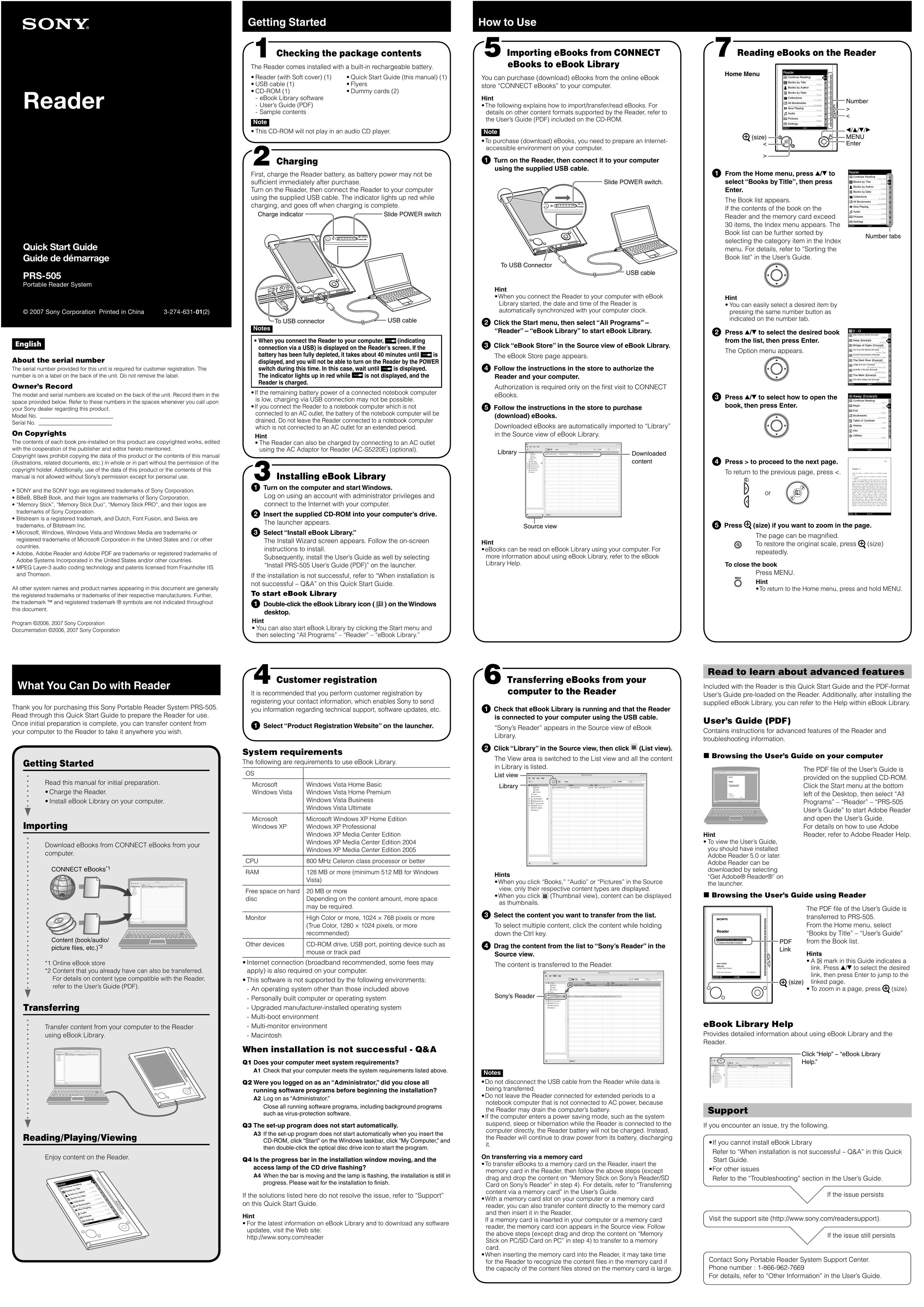 Sony PRS-505 eBook Reader User Manual