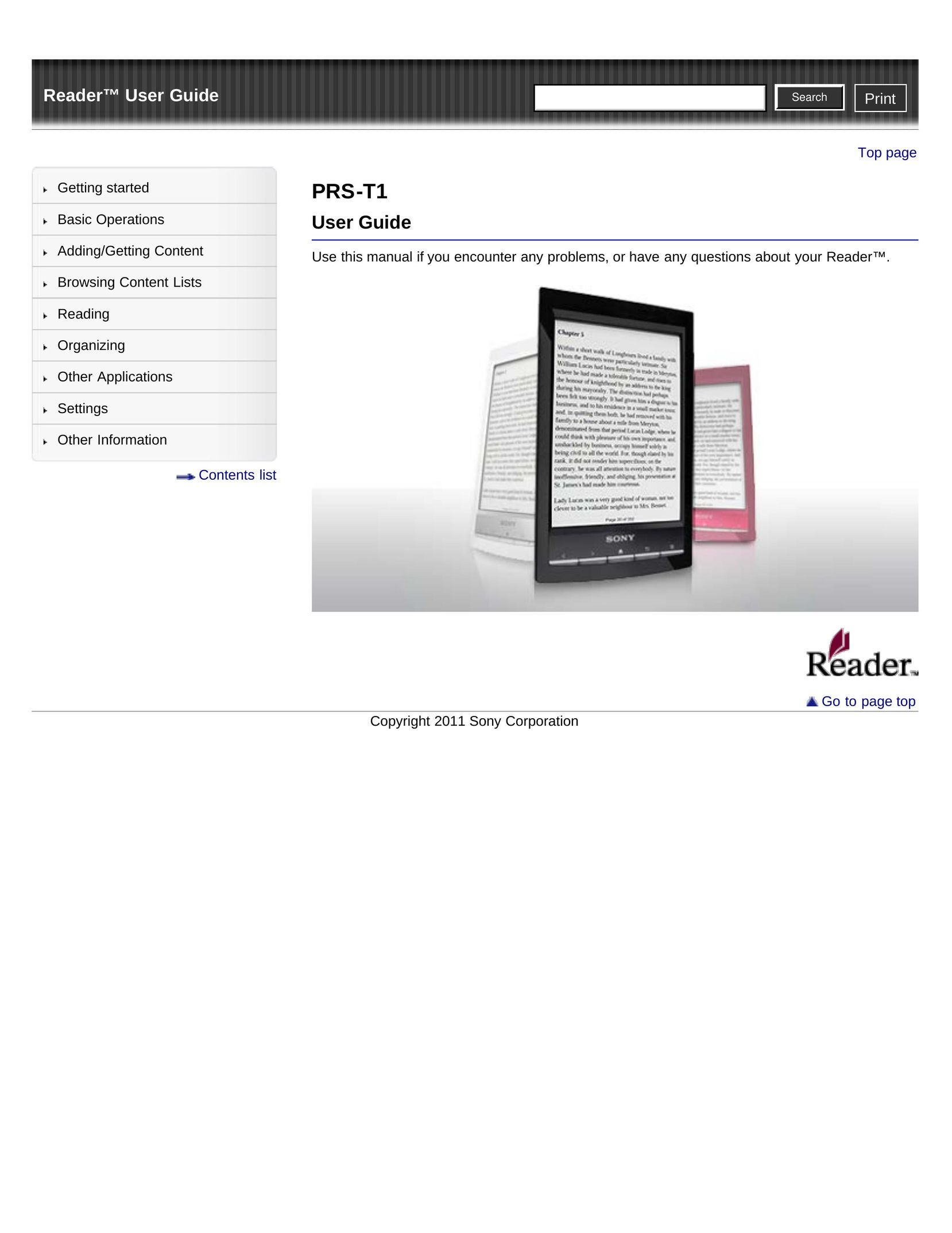 Sony PRS-T1BC eBook Reader User Manual