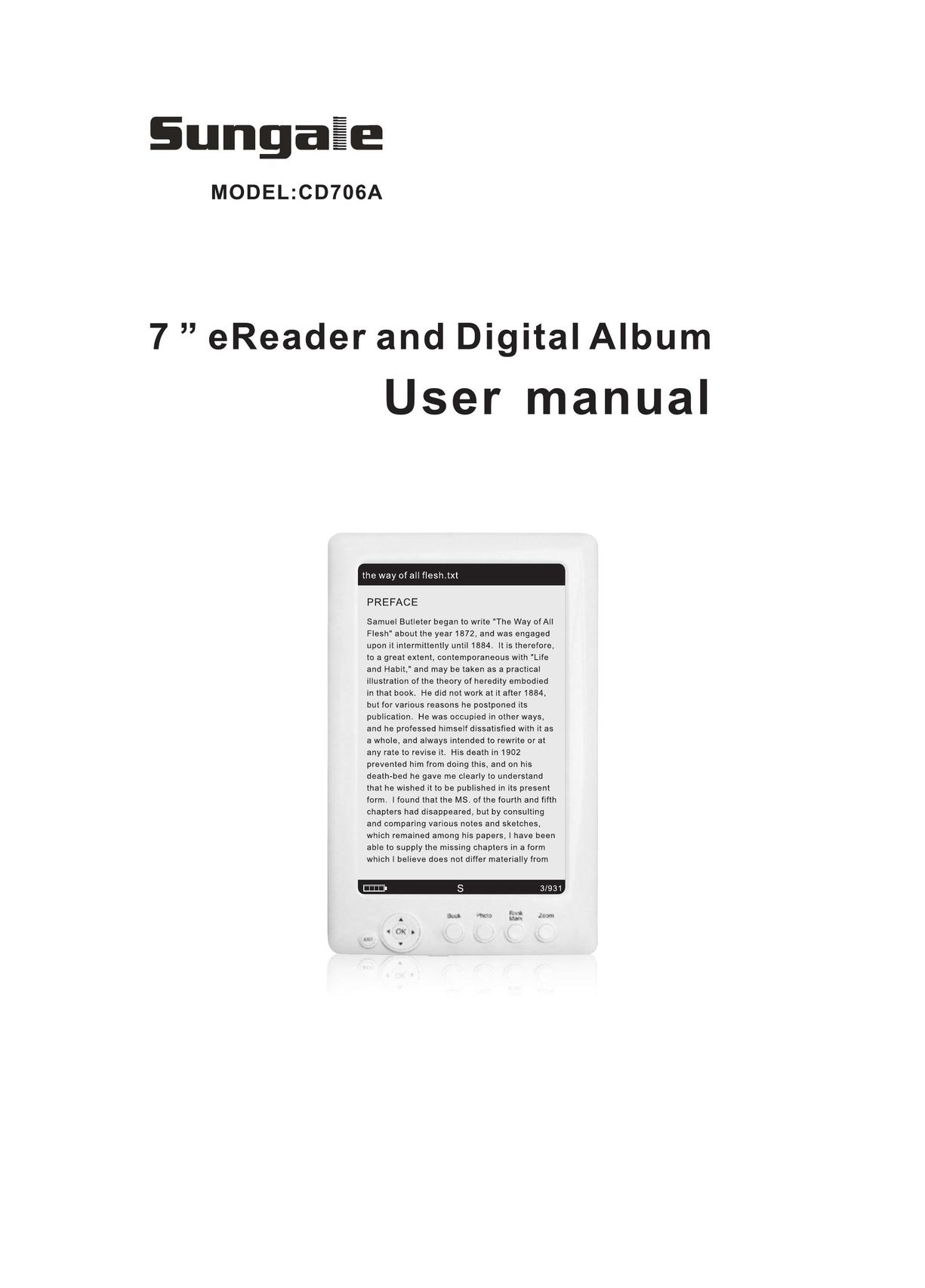 Sungale CD706A eBook Reader User Manual