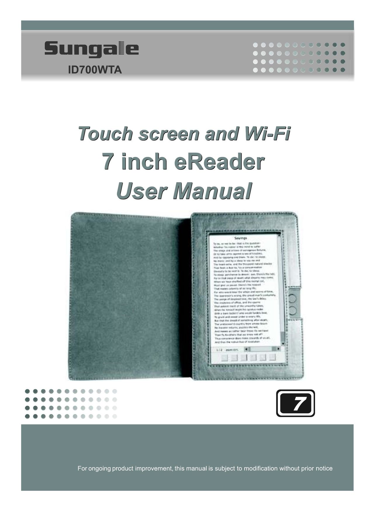 Sungale ID700WTA eBook Reader User Manual