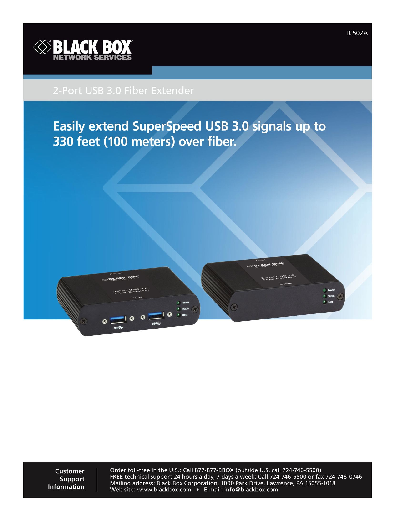 Black Box 2-Port USB 3.0 Fiber Extender Electronic Accessory User Manual
