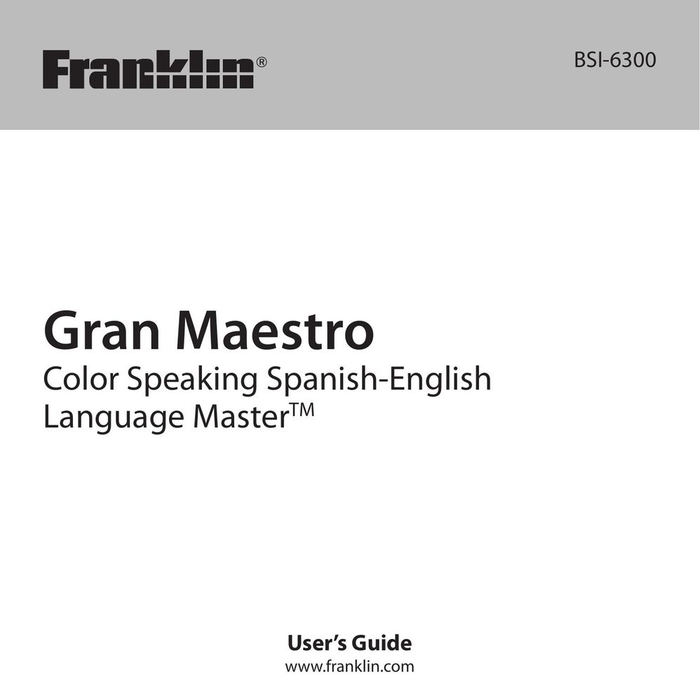 Franklin Gran Maestro Color Speaking Spanish-English Electronic Accessory User Manual