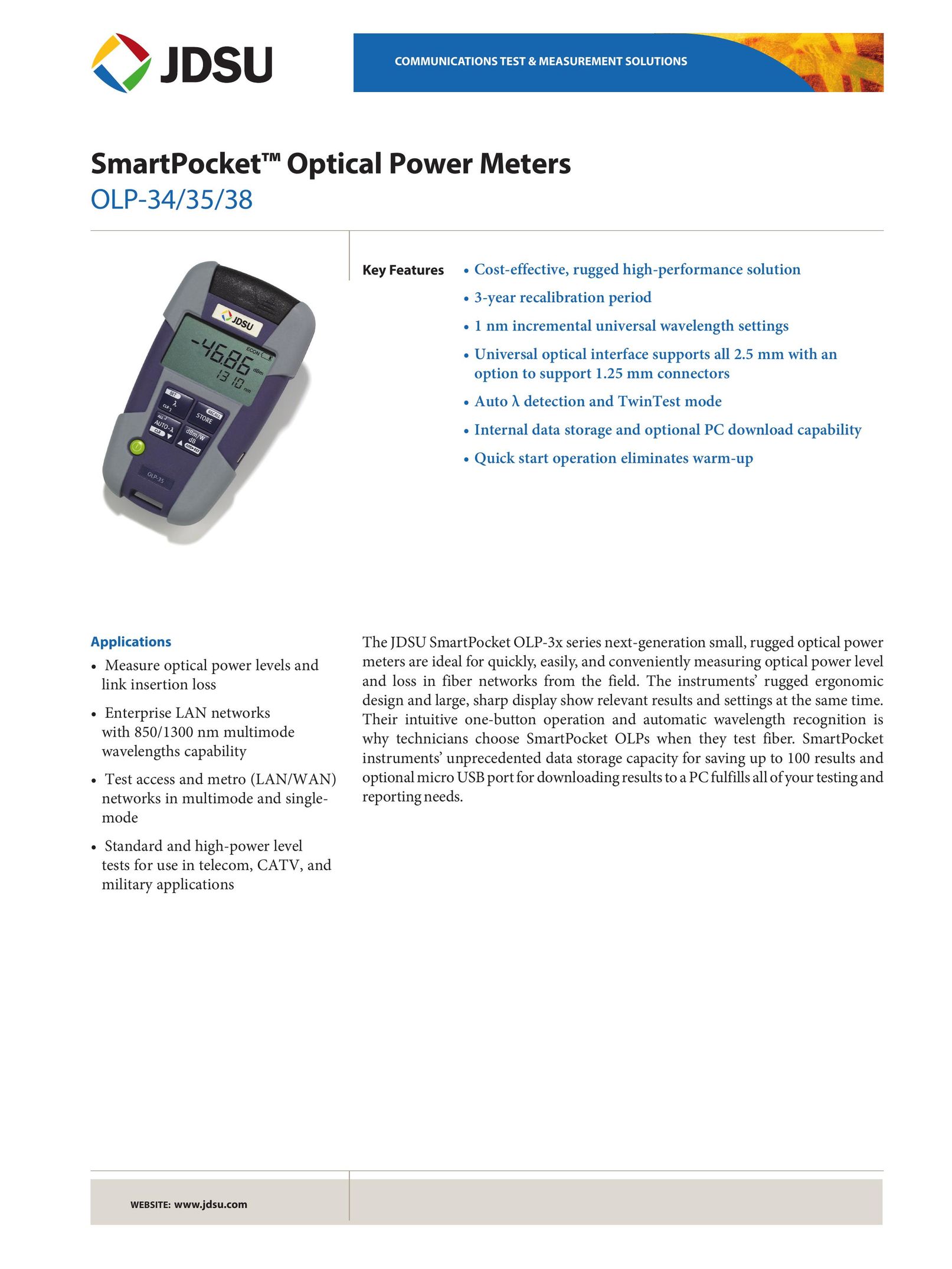 JDS Uniphase OLP-34 Electronic Accessory User Manual