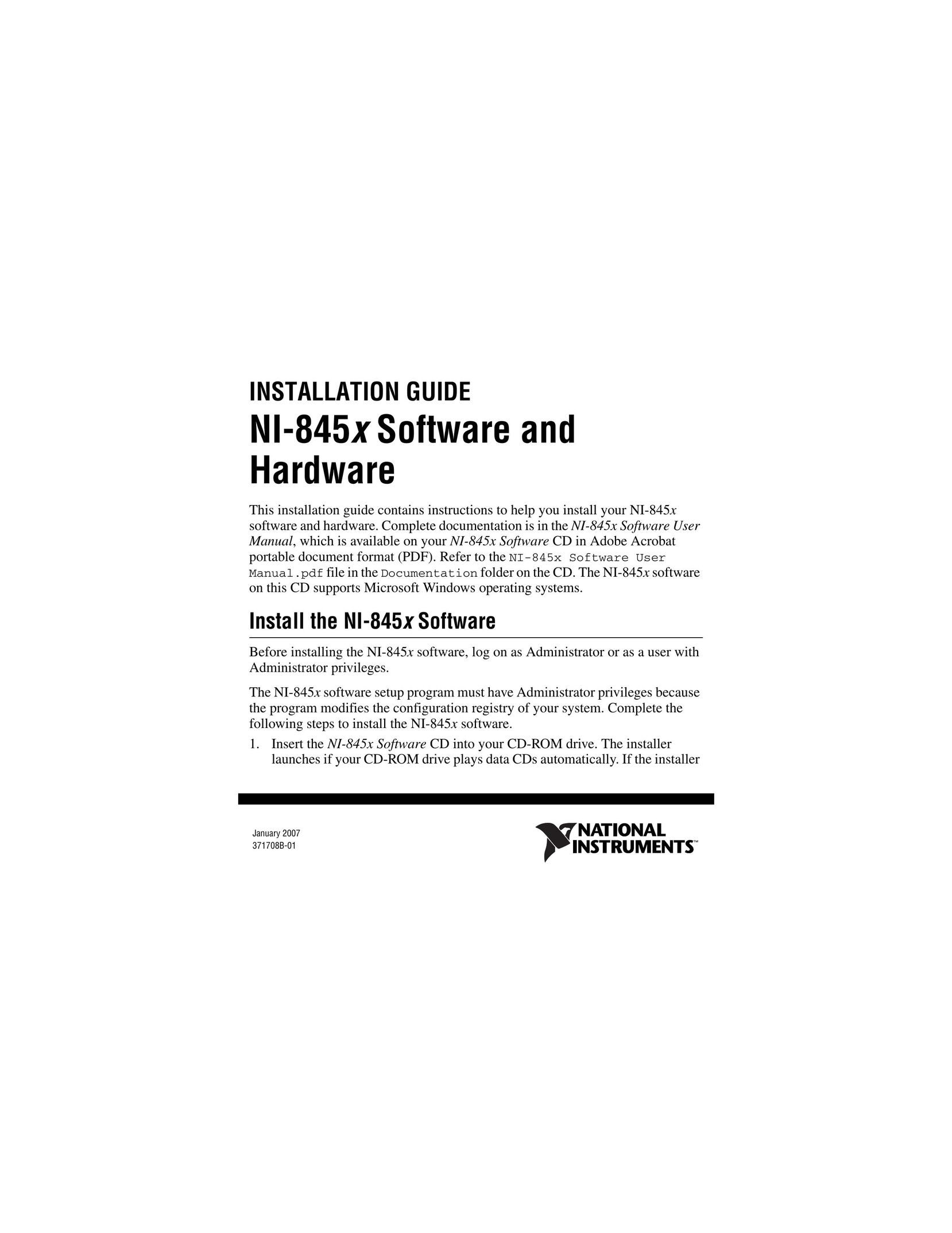 National Instruments NI-845x Electronic Accessory User Manual