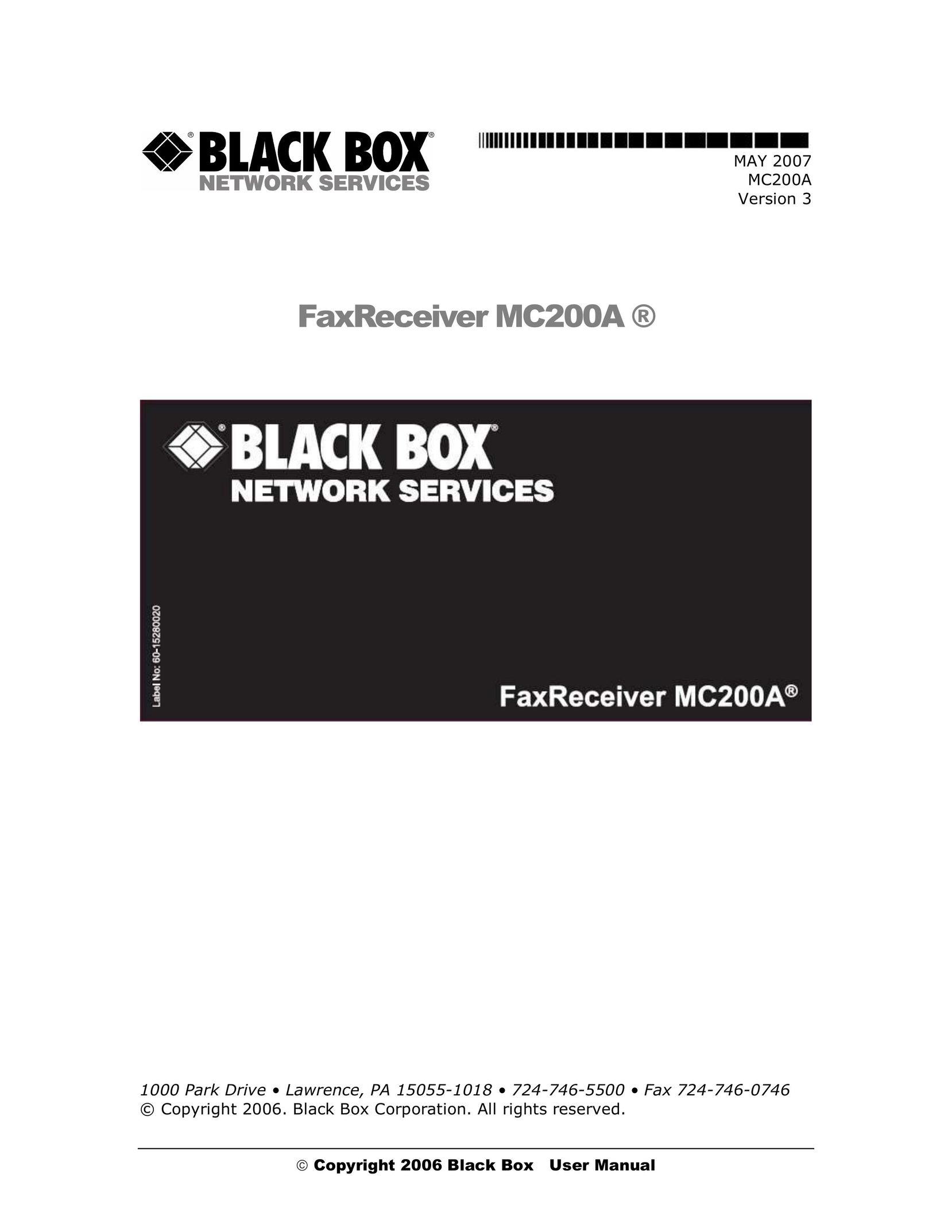 Black Box MC200A Fax Machine User Manual