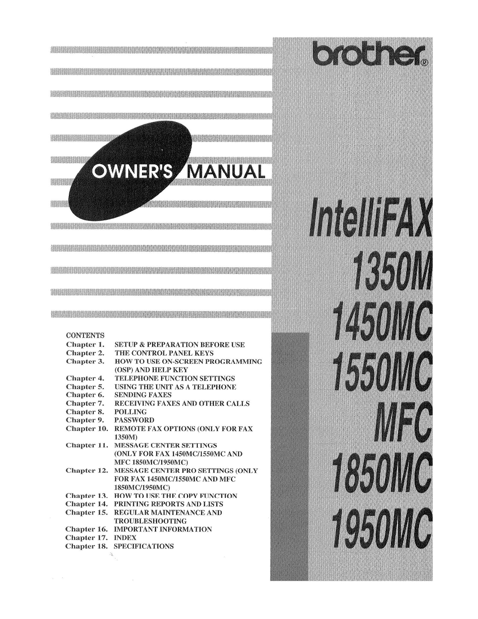 Brother 1450MC Fax Machine User Manual