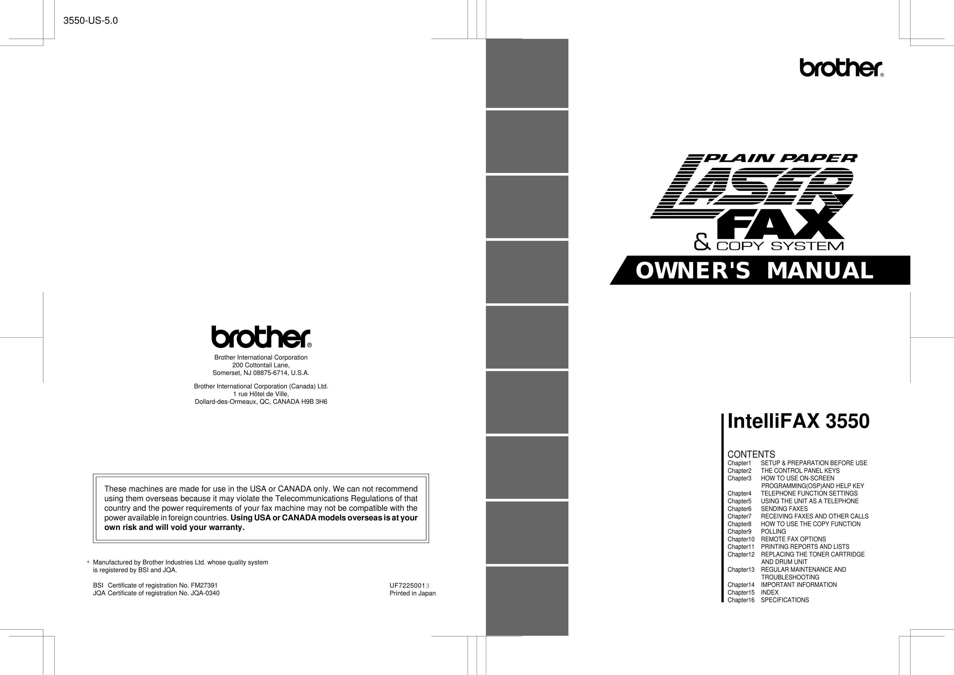Brother 3550 Fax Machine User Manual