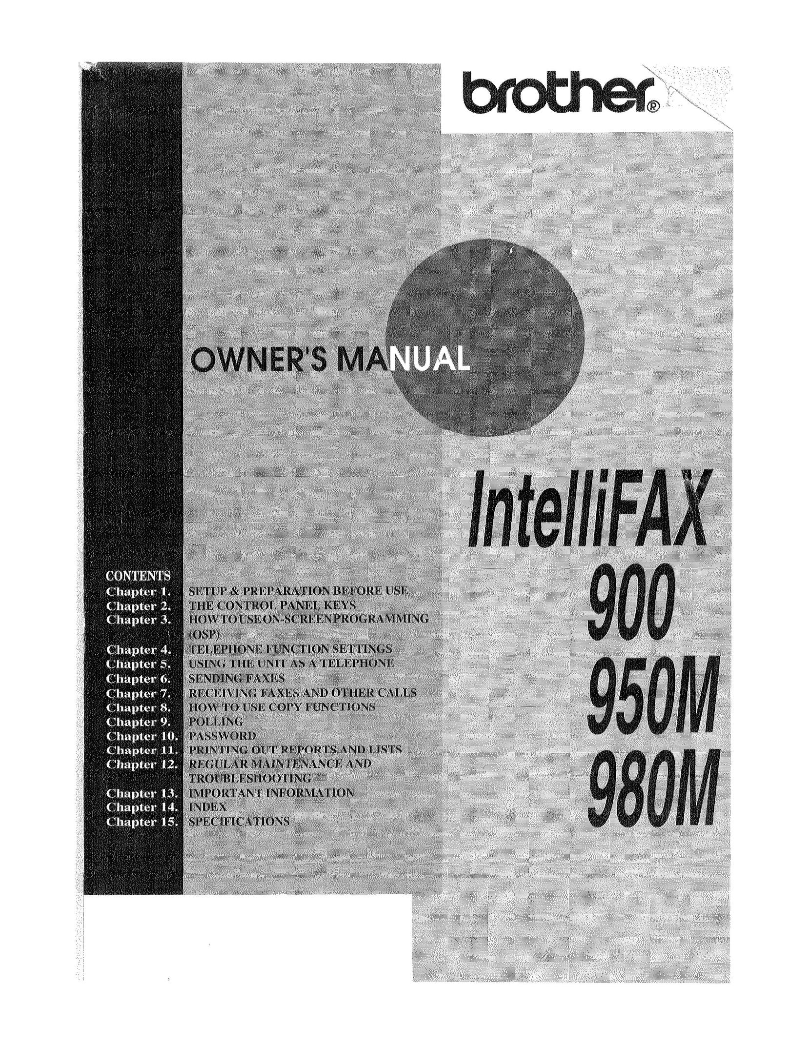 Brother 900 Fax Machine User Manual