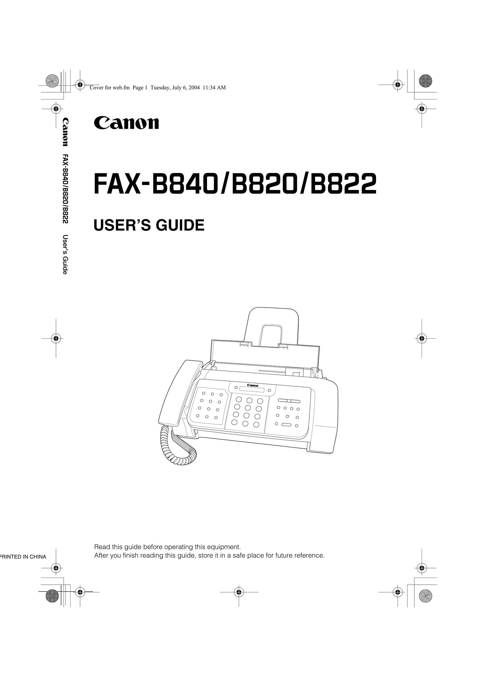 Canon B840 Fax Machine User Manual