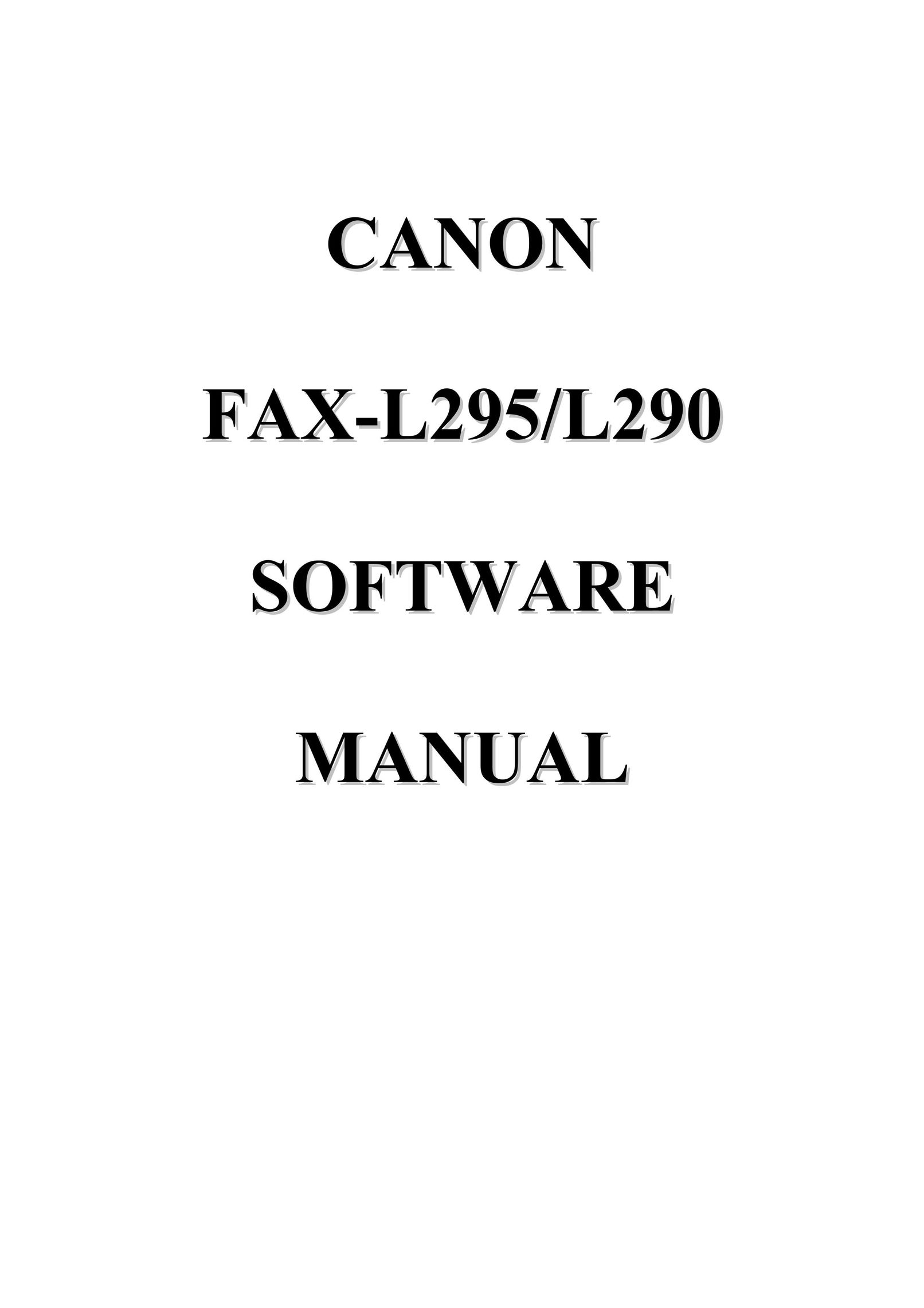 Canon FAX-L295/L290 Fax Machine User Manual