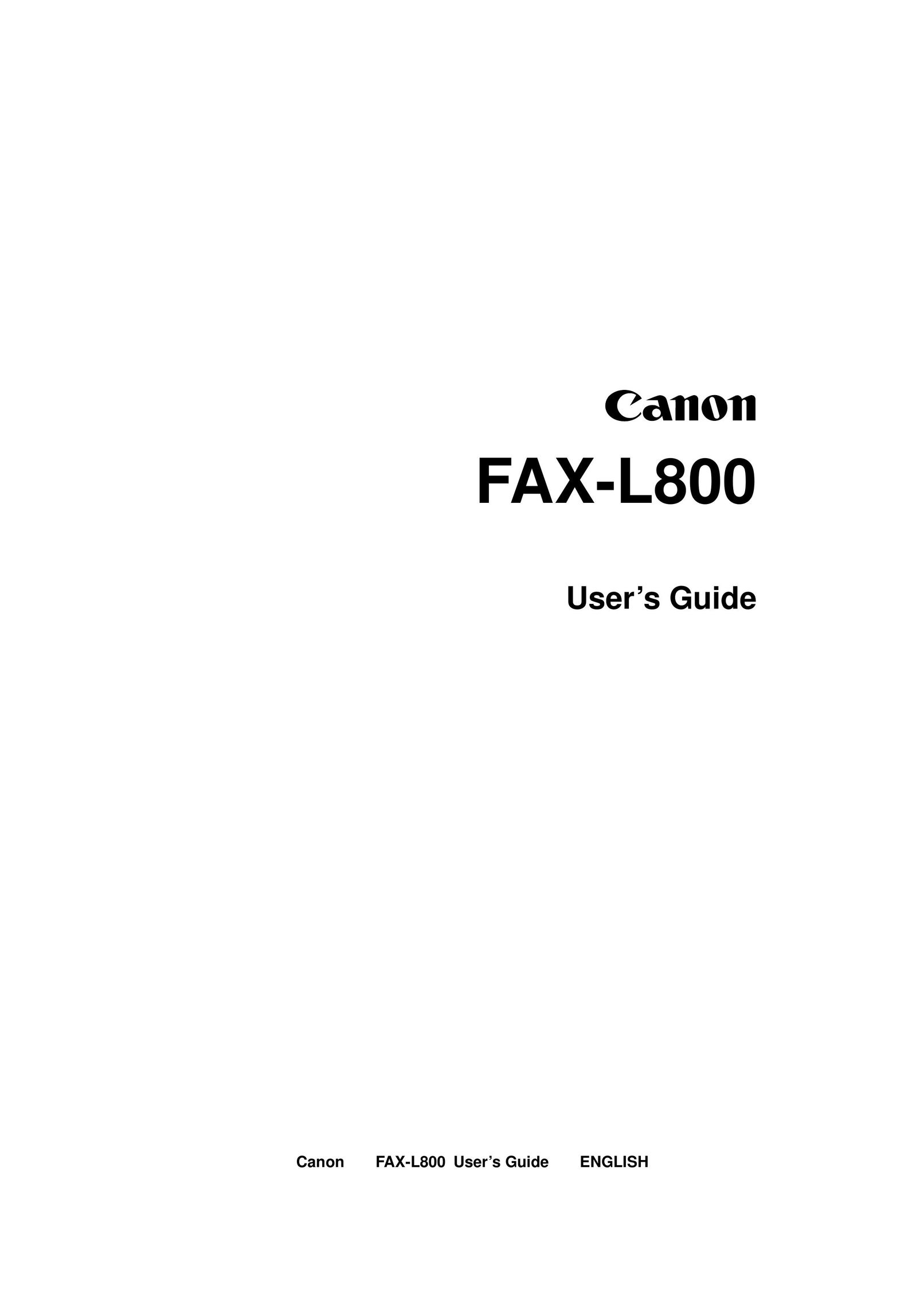 Canon FAX-L800 Fax Machine User Manual