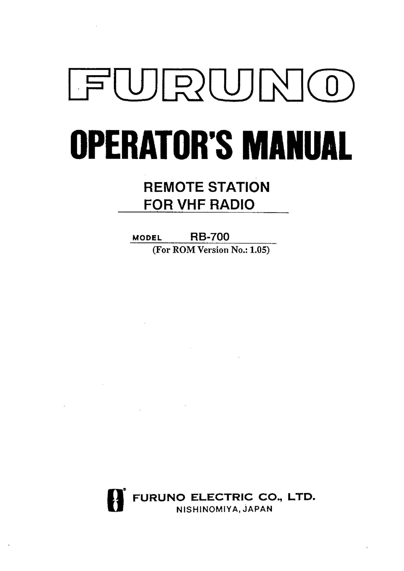 Furuno RB-700 Fax Machine User Manual