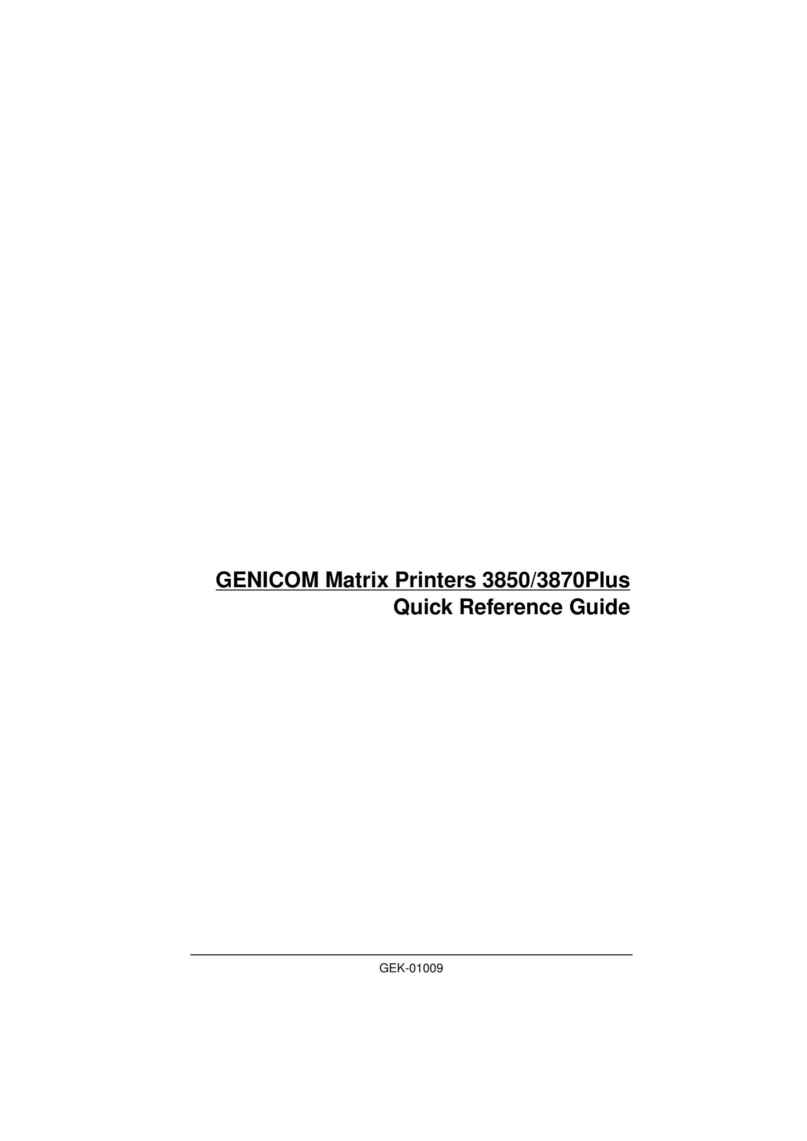 Genicom 3850/3870 Plus Fax Machine User Manual