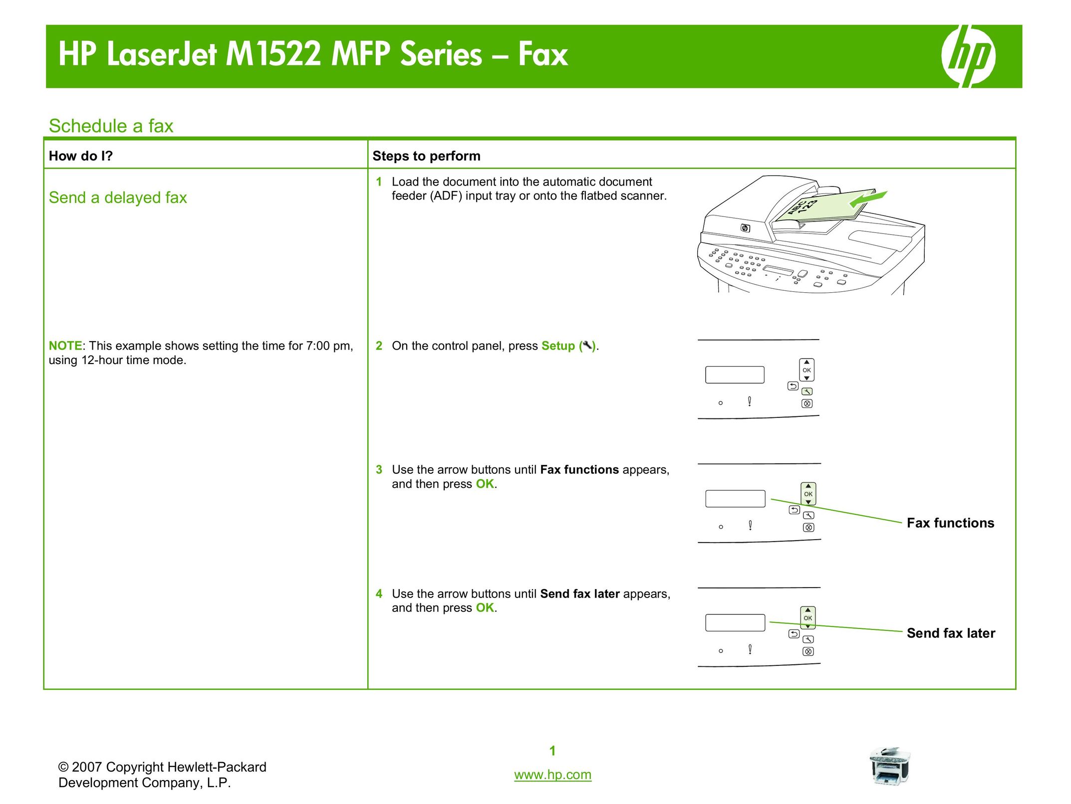 HP (Hewlett-Packard) M1522 Fax Machine User Manual