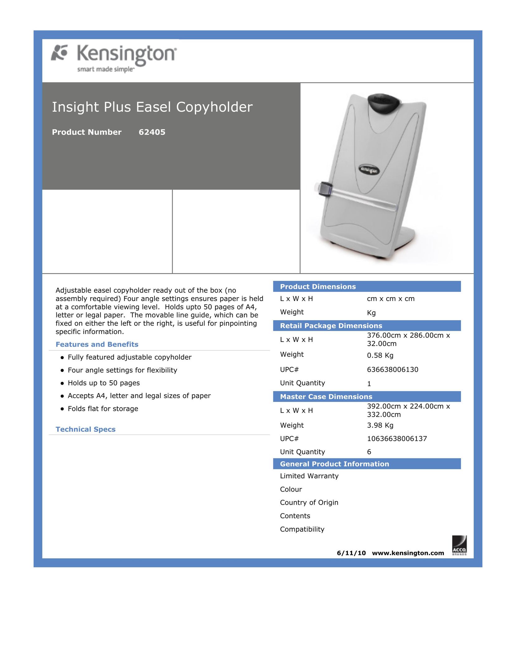 Kensington 62405 Fax Machine User Manual