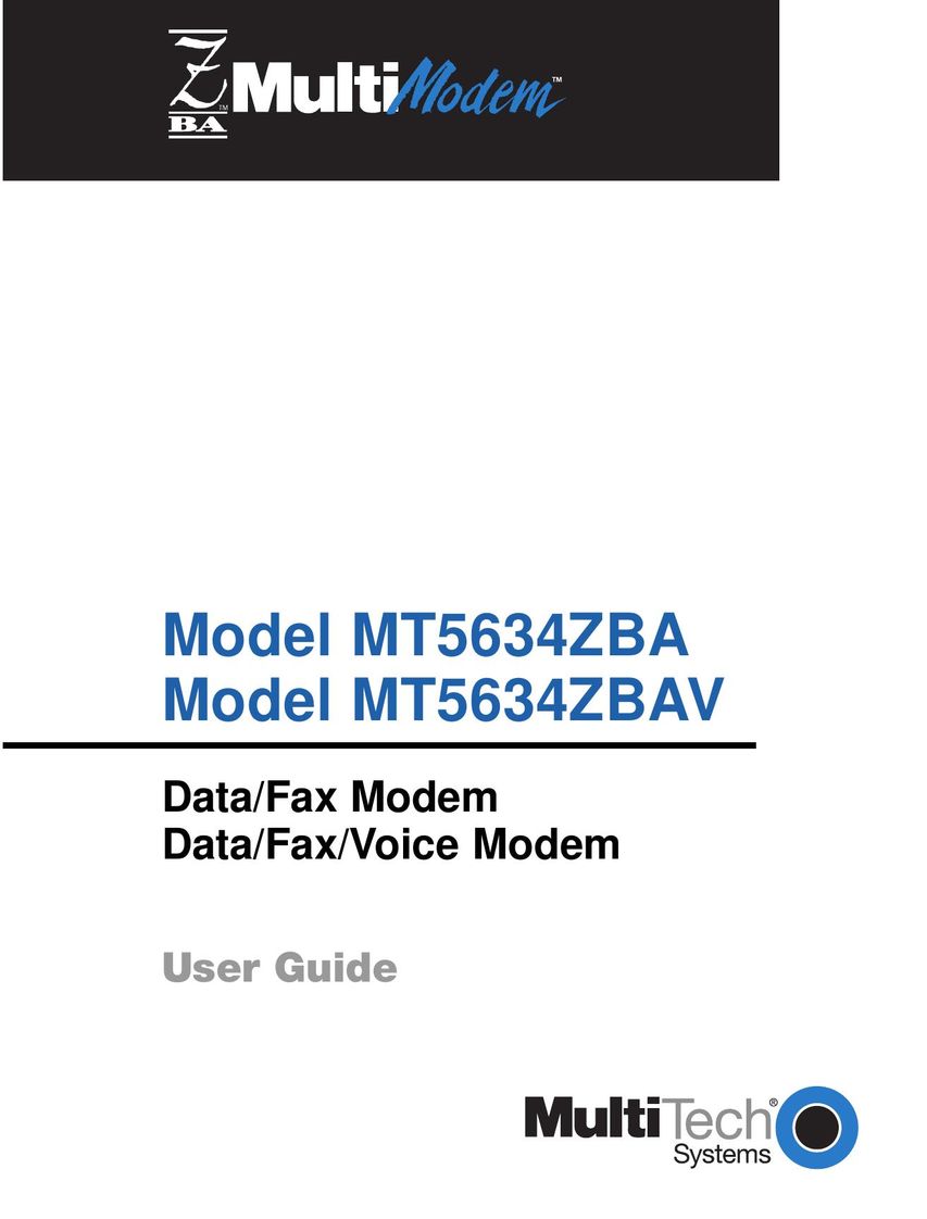 Multi-Tech Systems MT5634ZBAV Fax Machine User Manual