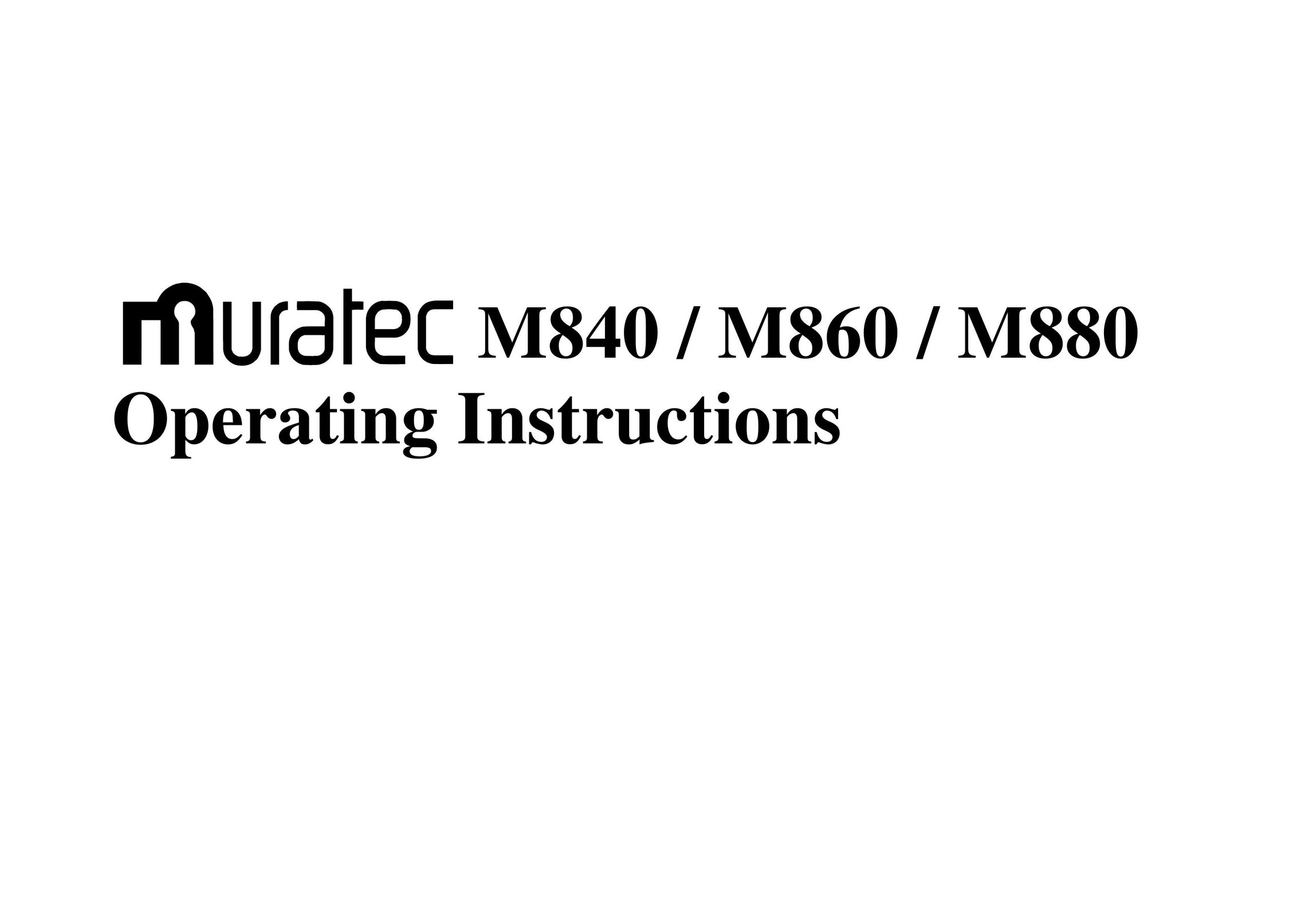 Muratec M860 Fax Machine User Manual