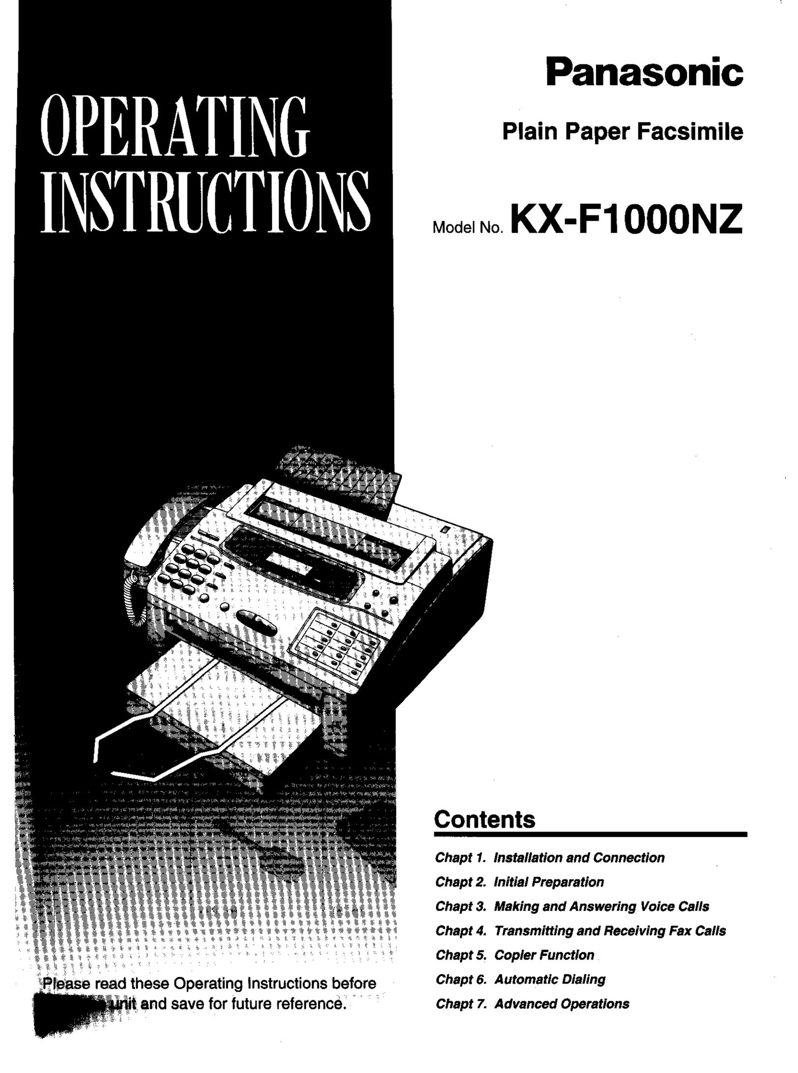 Panasonic KX-F1000NZ Fax Machine User Manual