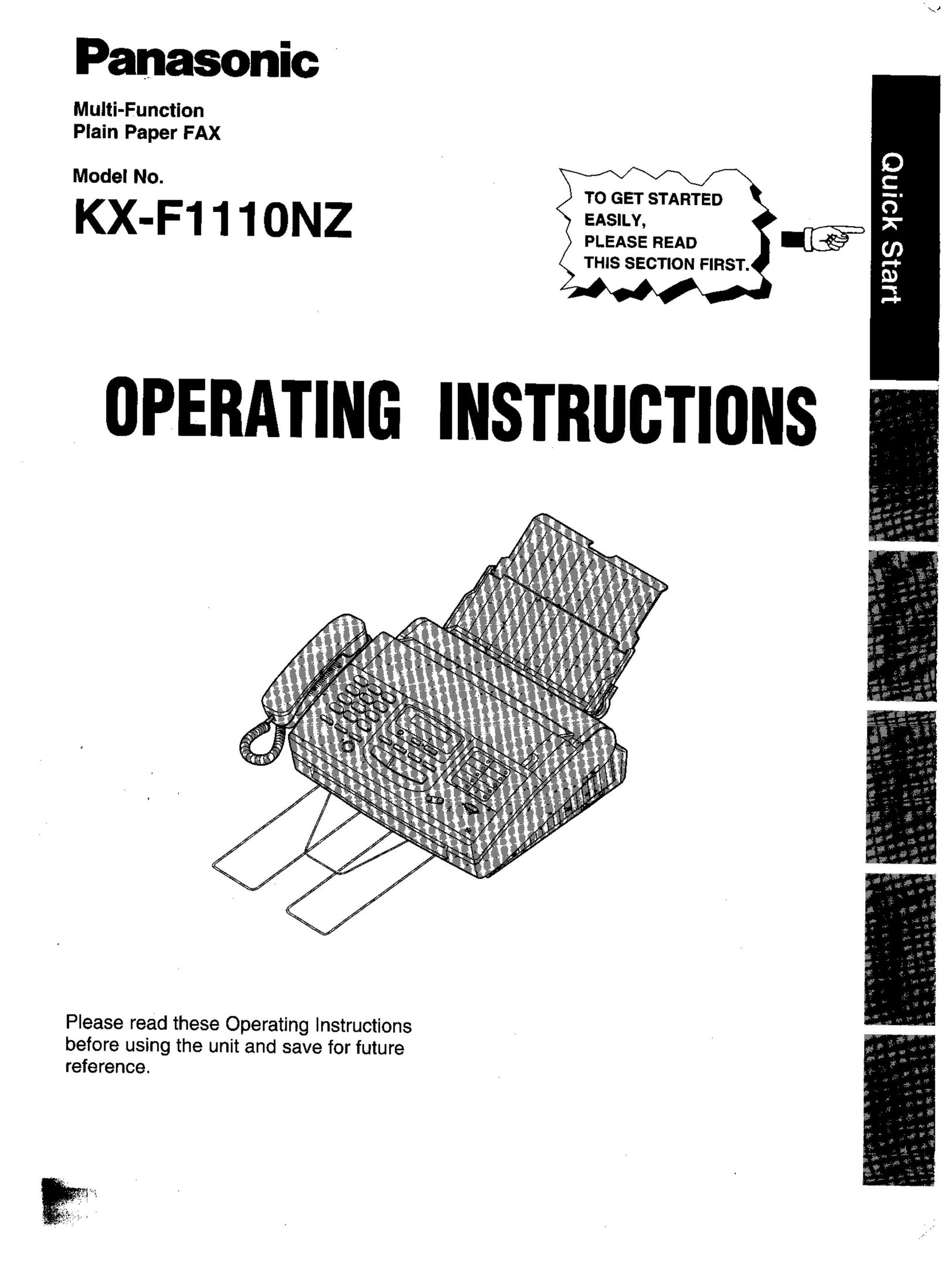 Panasonic KX-F1110NZ Fax Machine User Manual