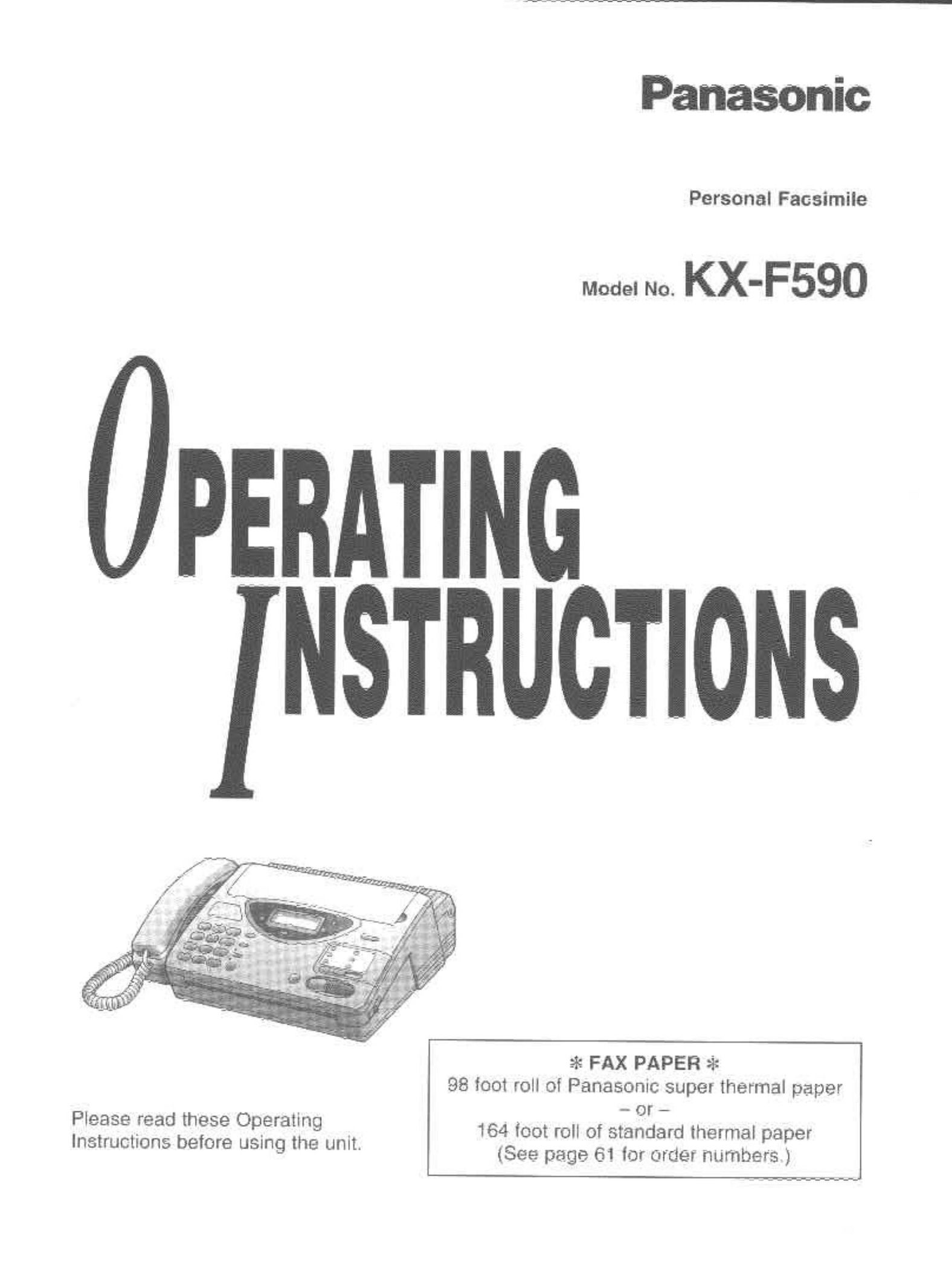 Panasonic KX-F590 Fax Machine User Manual