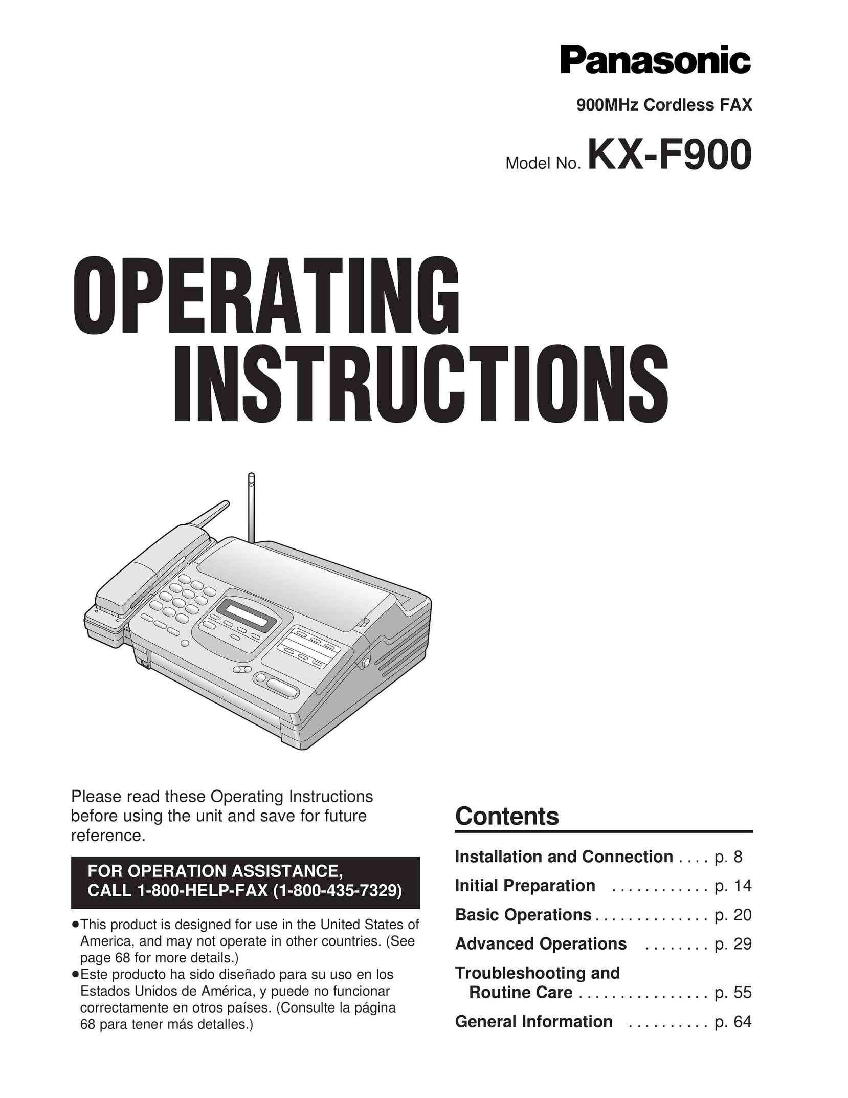 Panasonic KX-F900 Fax Machine User Manual