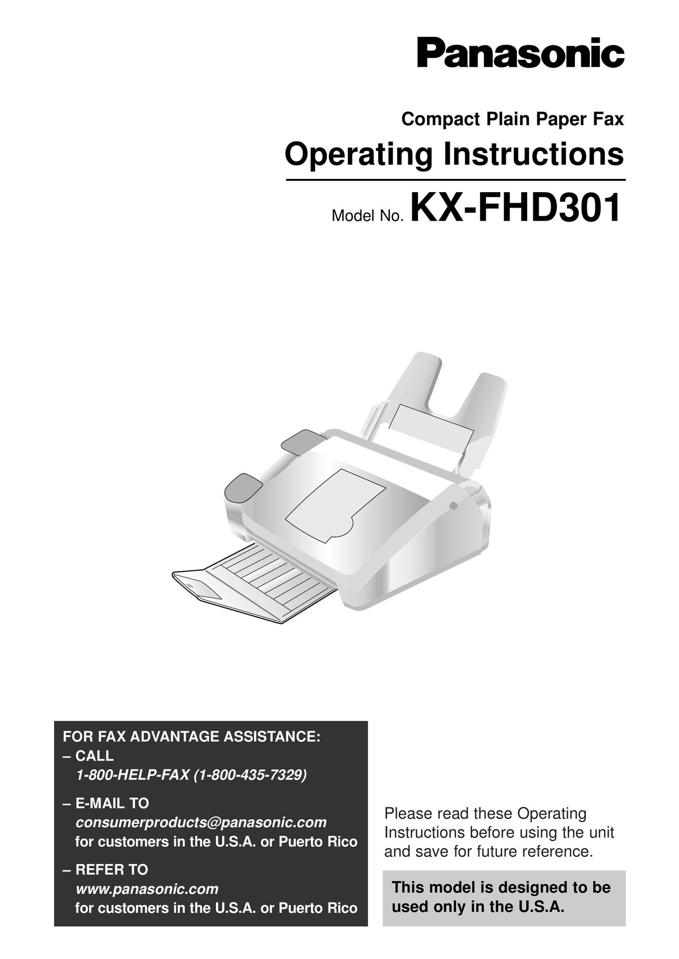 Panasonic KX-FHD301 Fax Machine User Manual