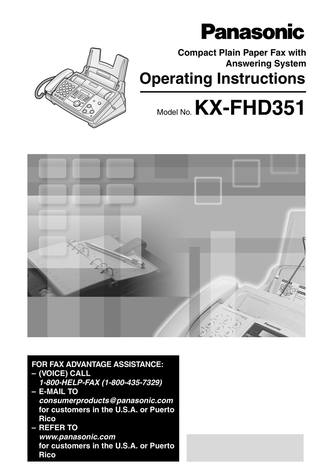 Panasonic KX-FHD351 Fax Machine User Manual