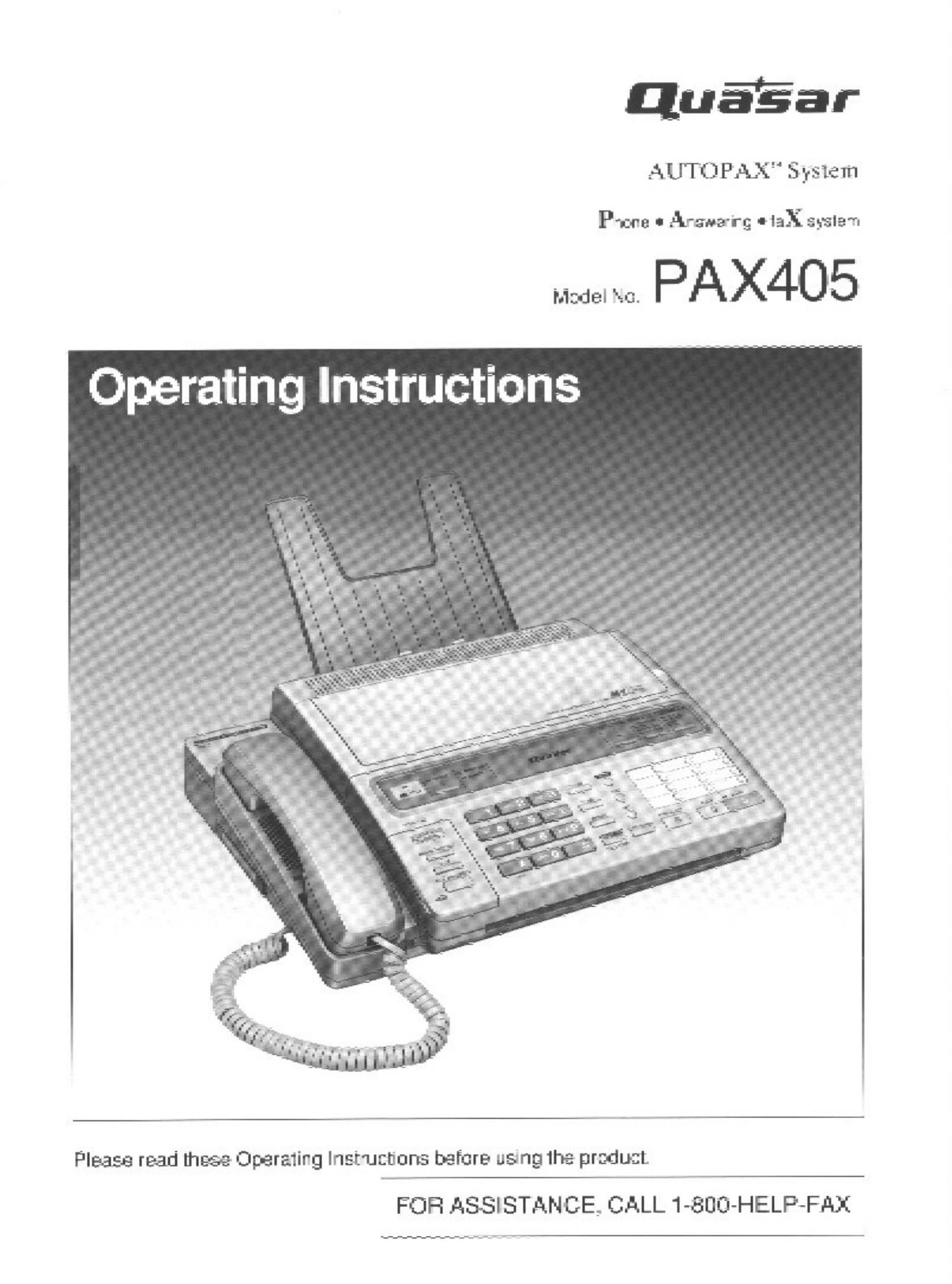 Quasar PAX405 Fax Machine User Manual