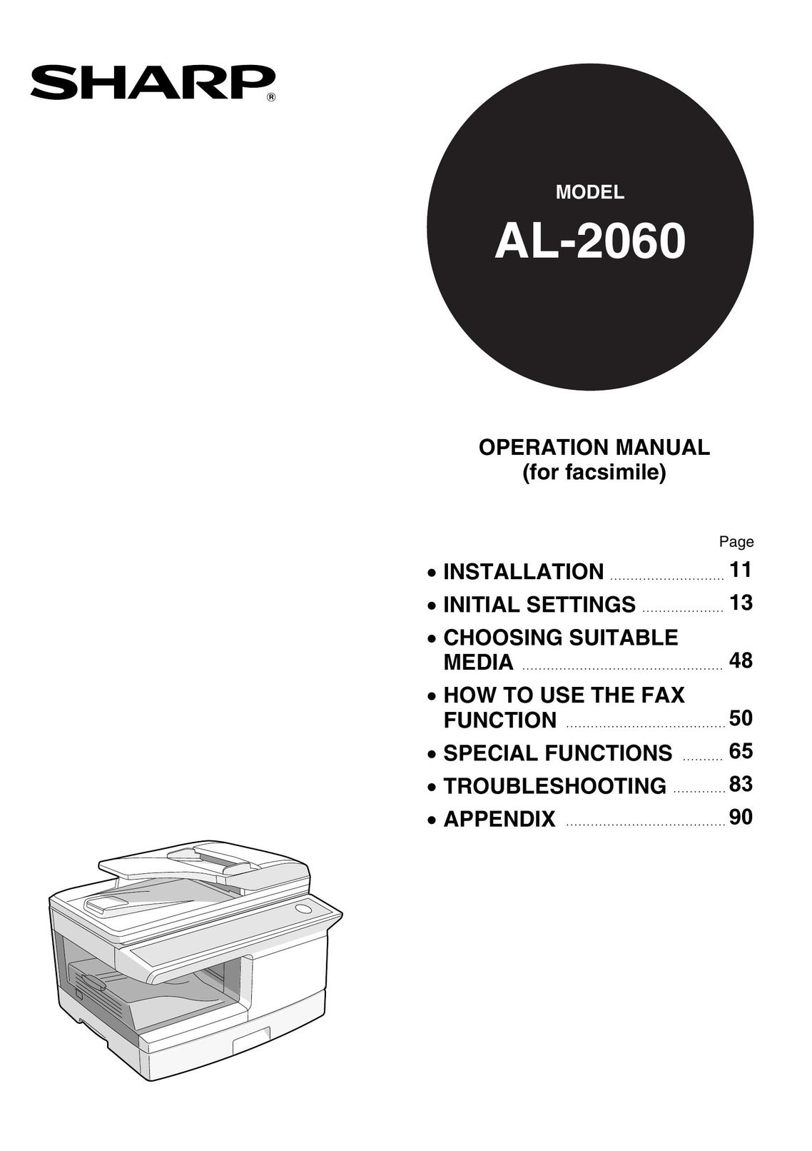 Sharp AL-2060 Fax Machine User Manual