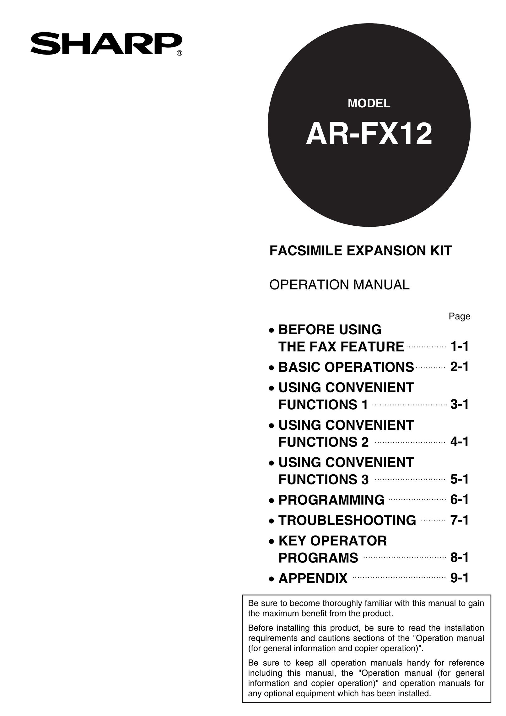 Sharp AR-FX12 Fax Machine User Manual
