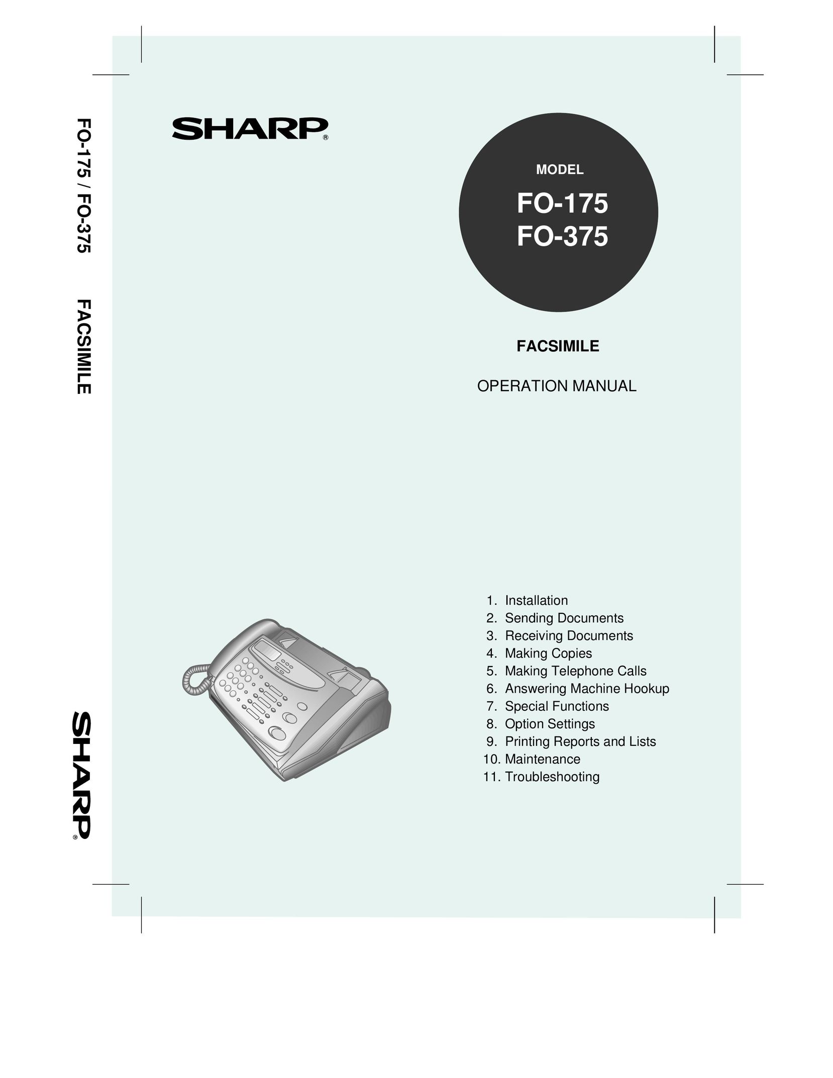 Sharp FO-175 Fax Machine User Manual