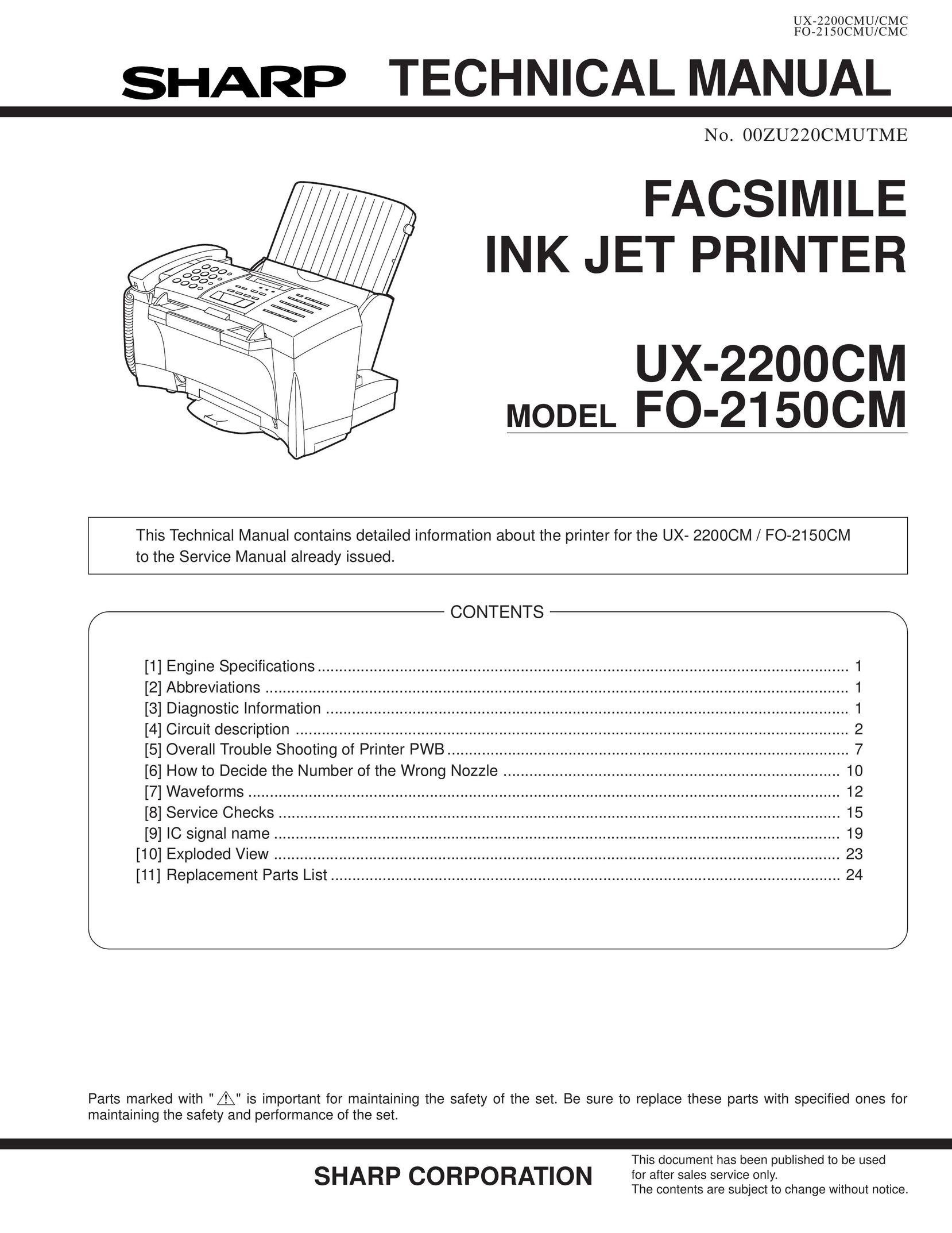 Sharp FO-2150CM Fax Machine User Manual