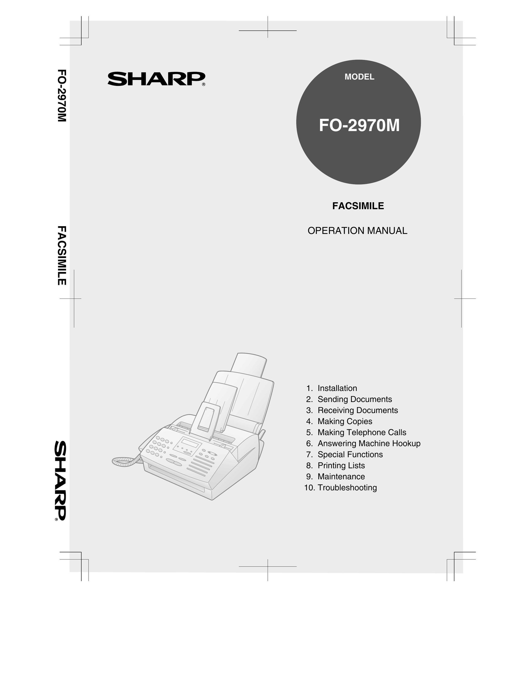 Sharp FO-2970M Fax Machine User Manual