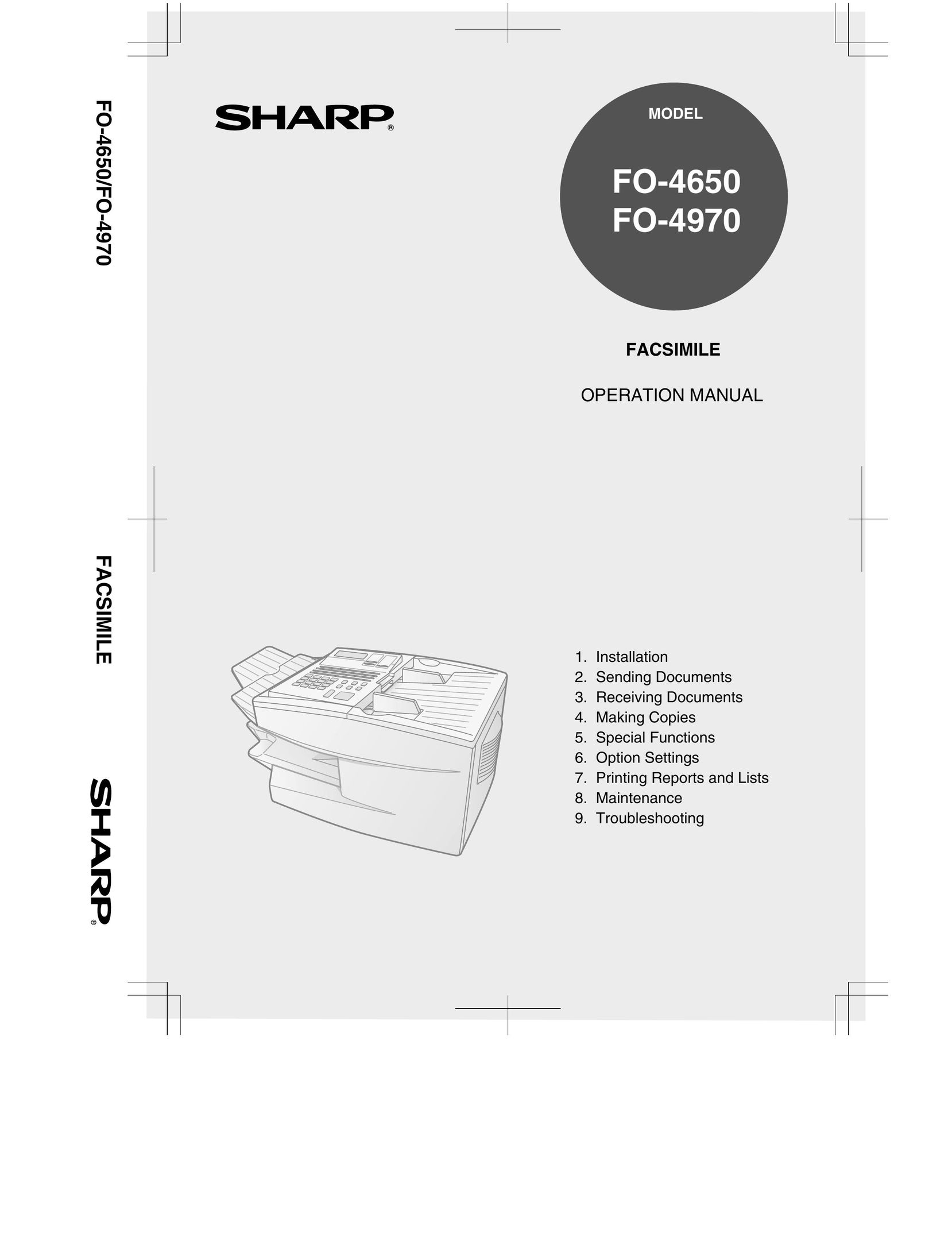 Sharp FO-4970 Fax Machine User Manual