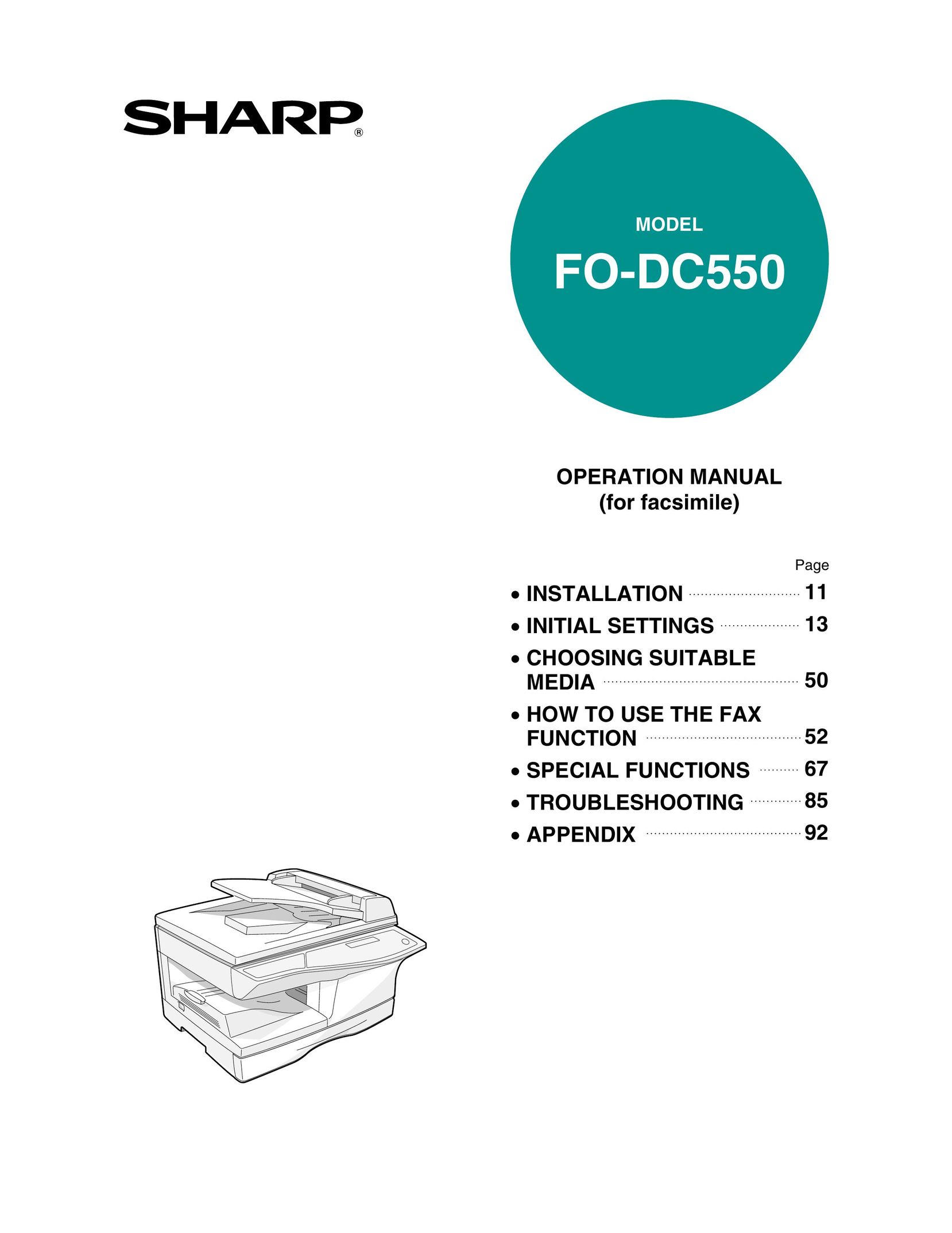 Sharp FO-DC550 Fax Machine User Manual