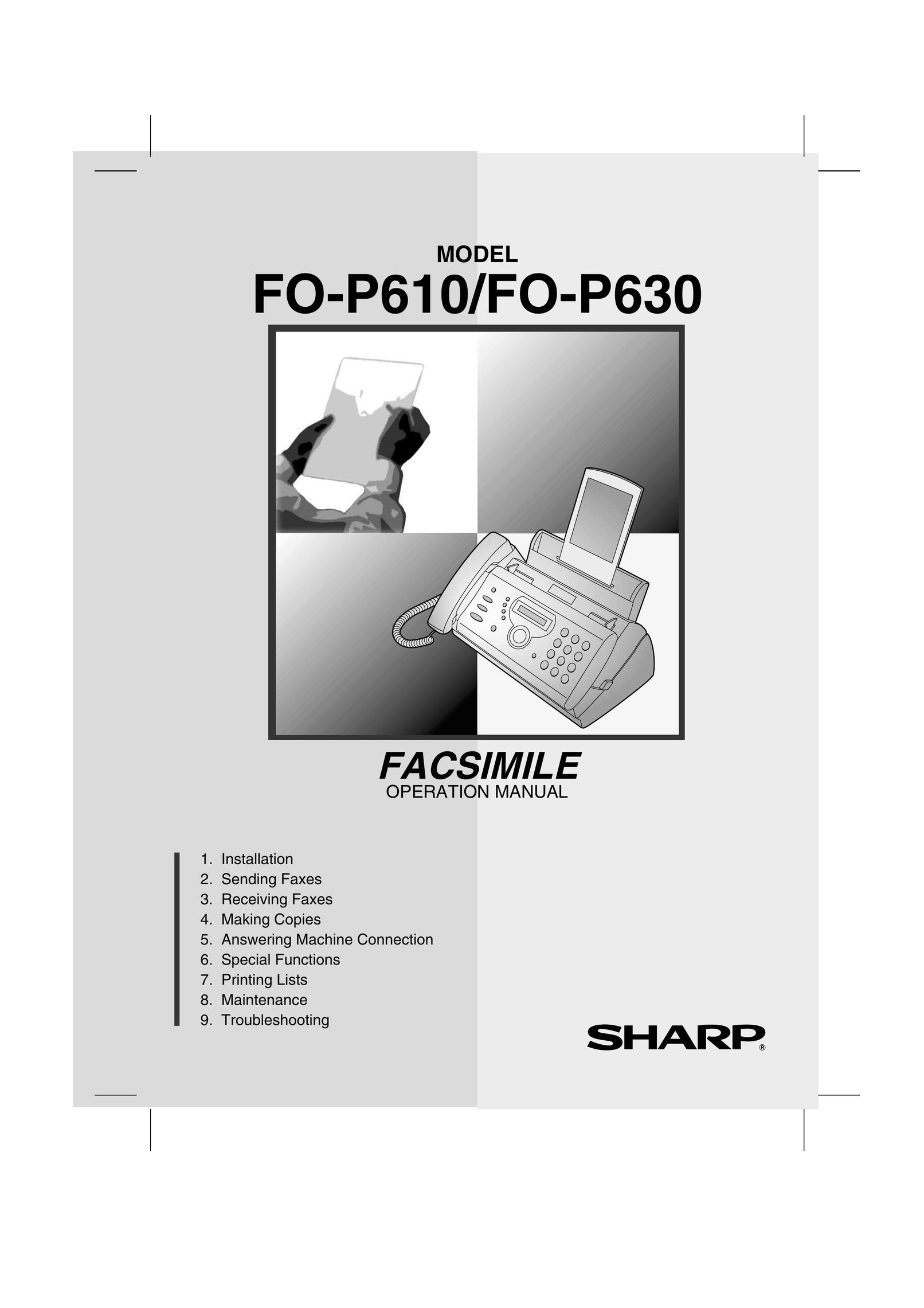 Sharp FO-P610/FO-P630 Fax Machine User Manual