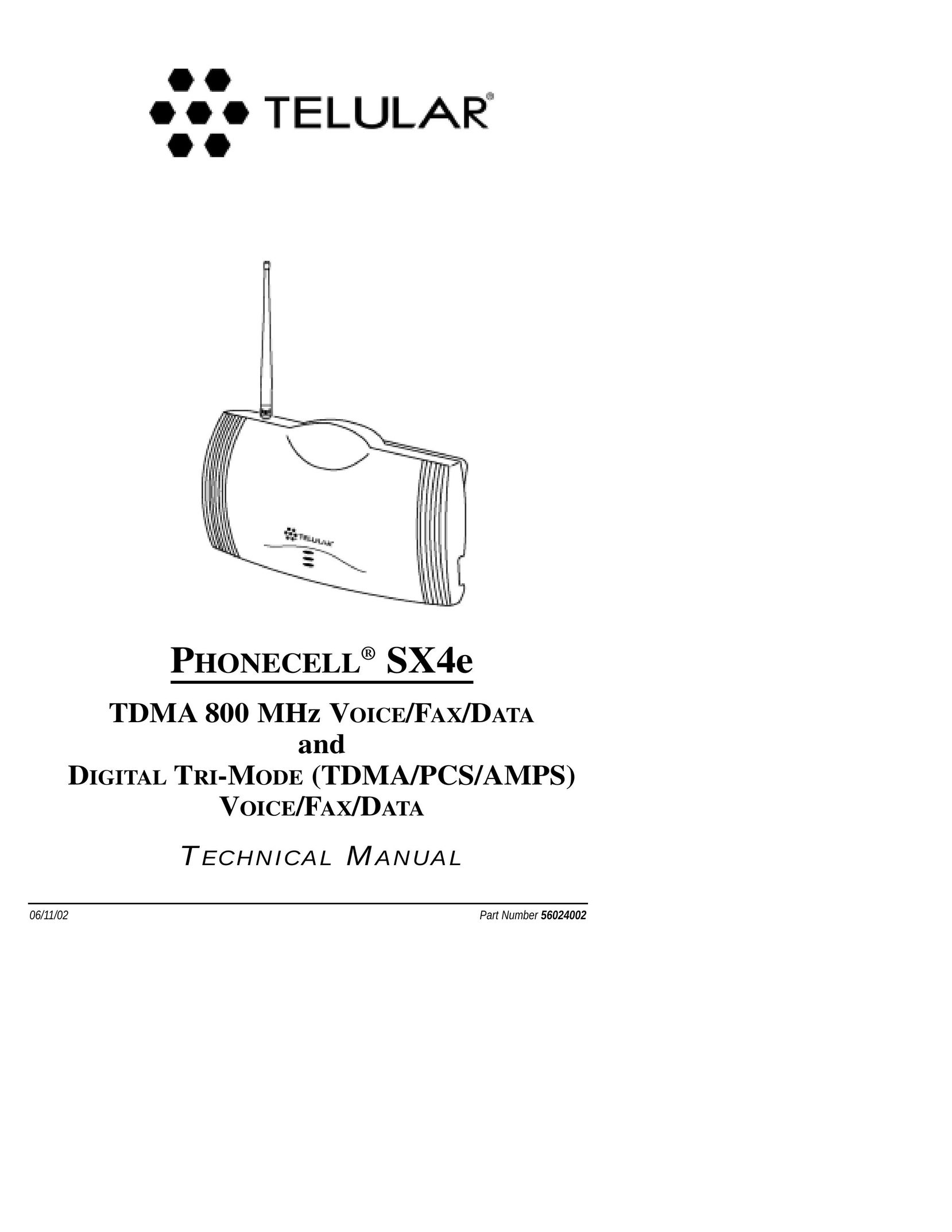 Telular SX4e TDMA Fax Machine User Manual
