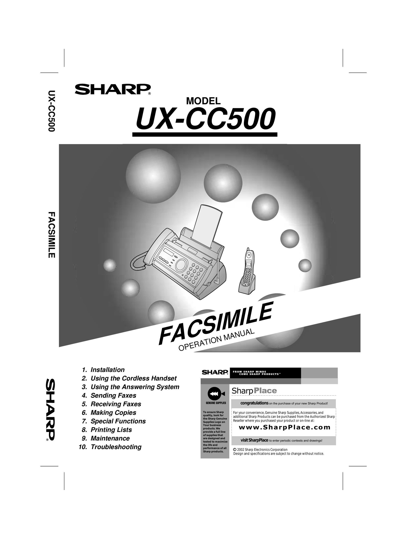 West Bend Back to Basics UX-CC500 Fax Machine User Manual