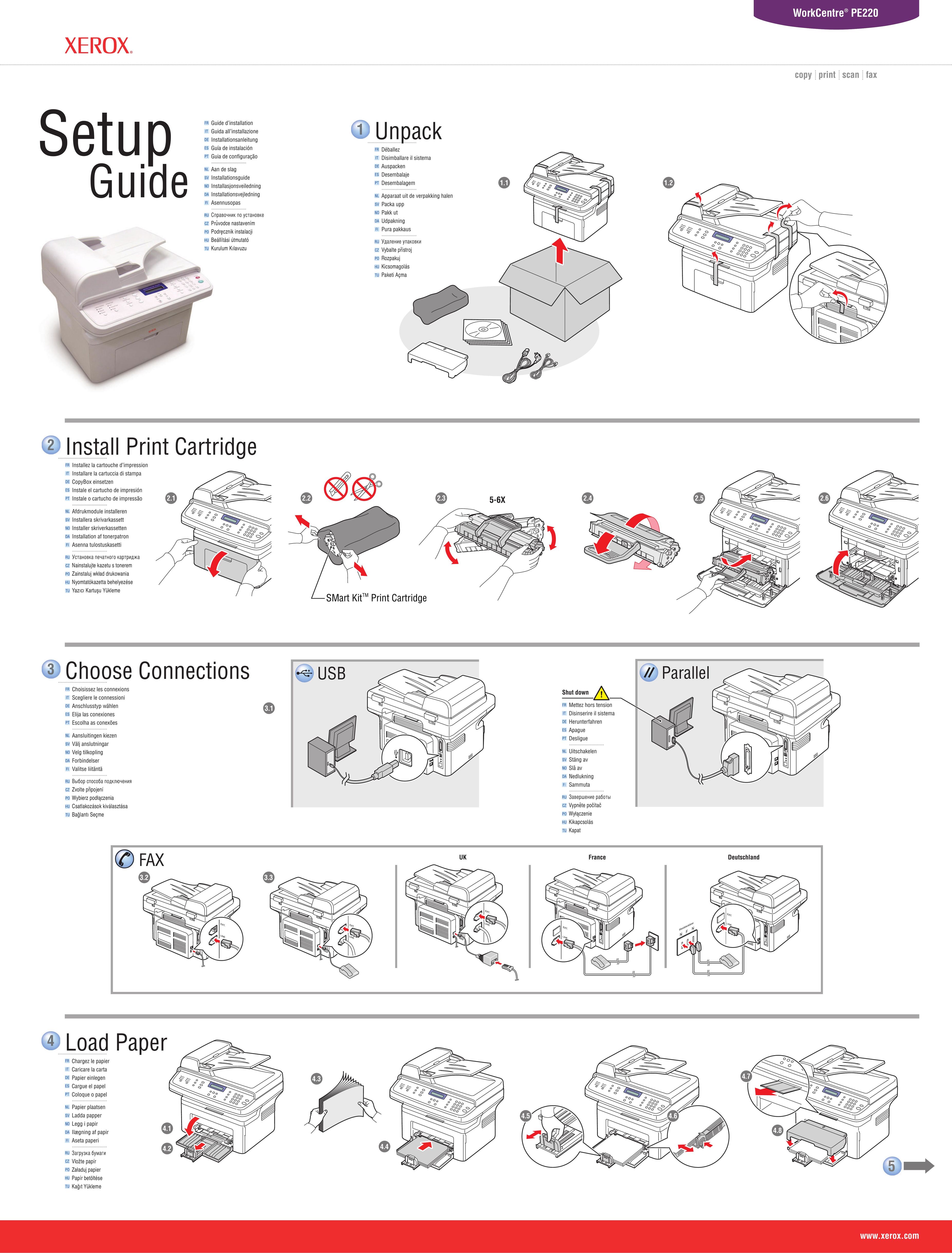 Xerox PE220 Fax Machine User Manual