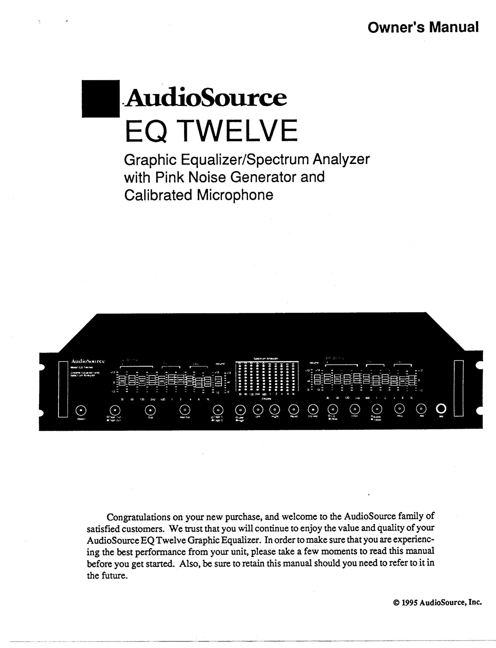 AudioSource Graphic Equalizer/Spectrum Analyzer with Pink Noise Generator and Calibrated Microphone Graphics Tablet User Manual