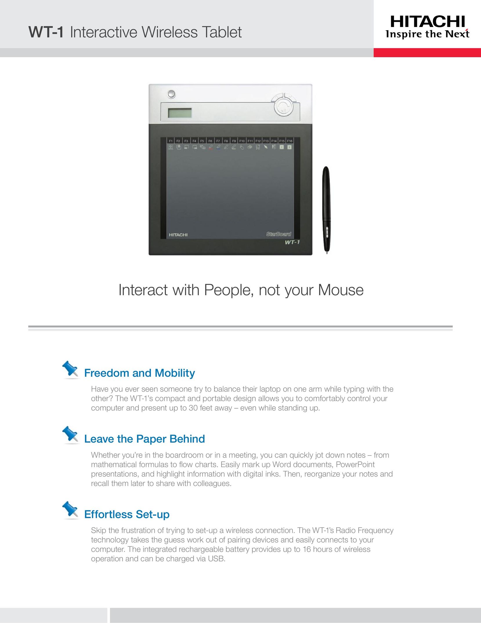Hitachi WT-1 Graphics Tablet User Manual