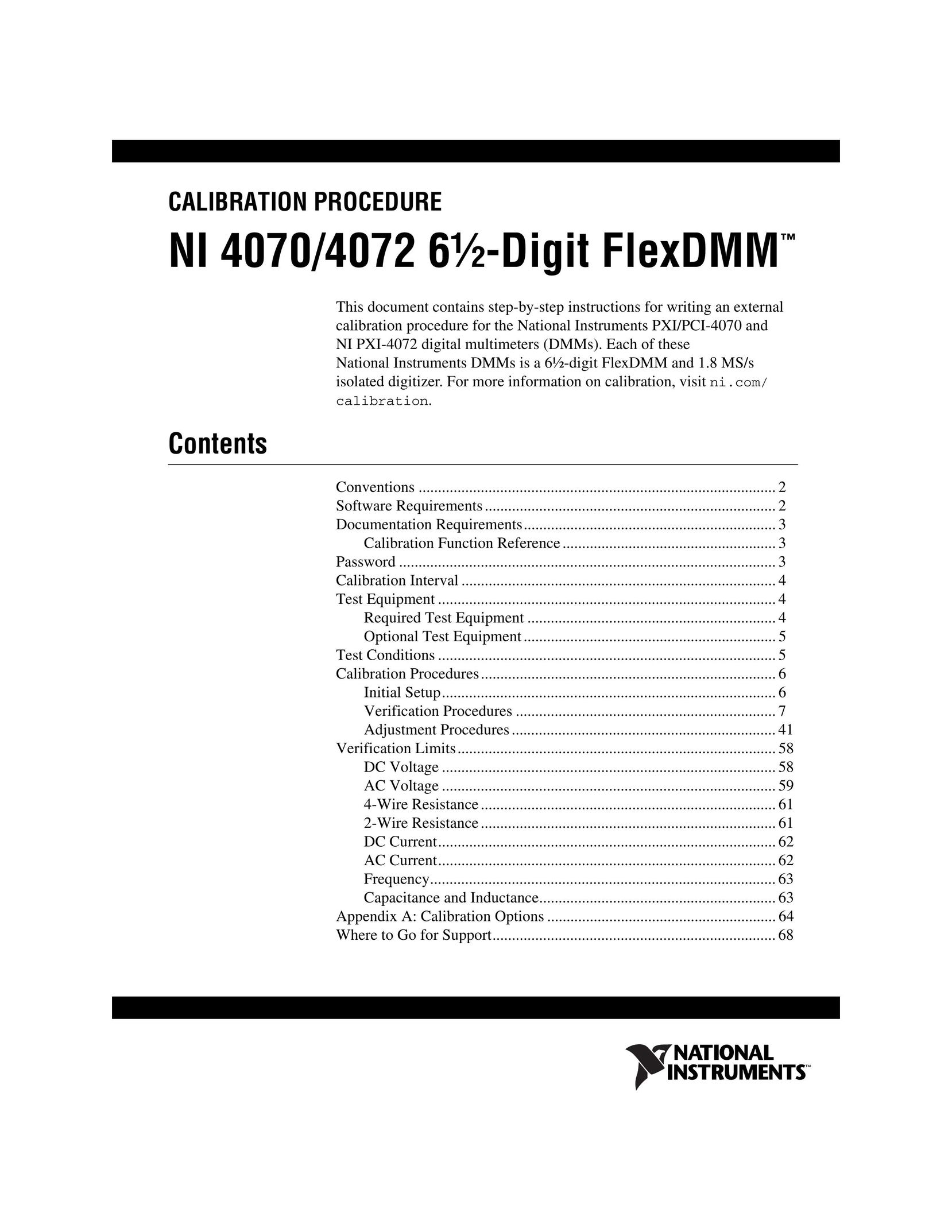 National Instruments NI 4070/4072 6 1/2-Digit FlexDMM Graphics Tablet User Manual