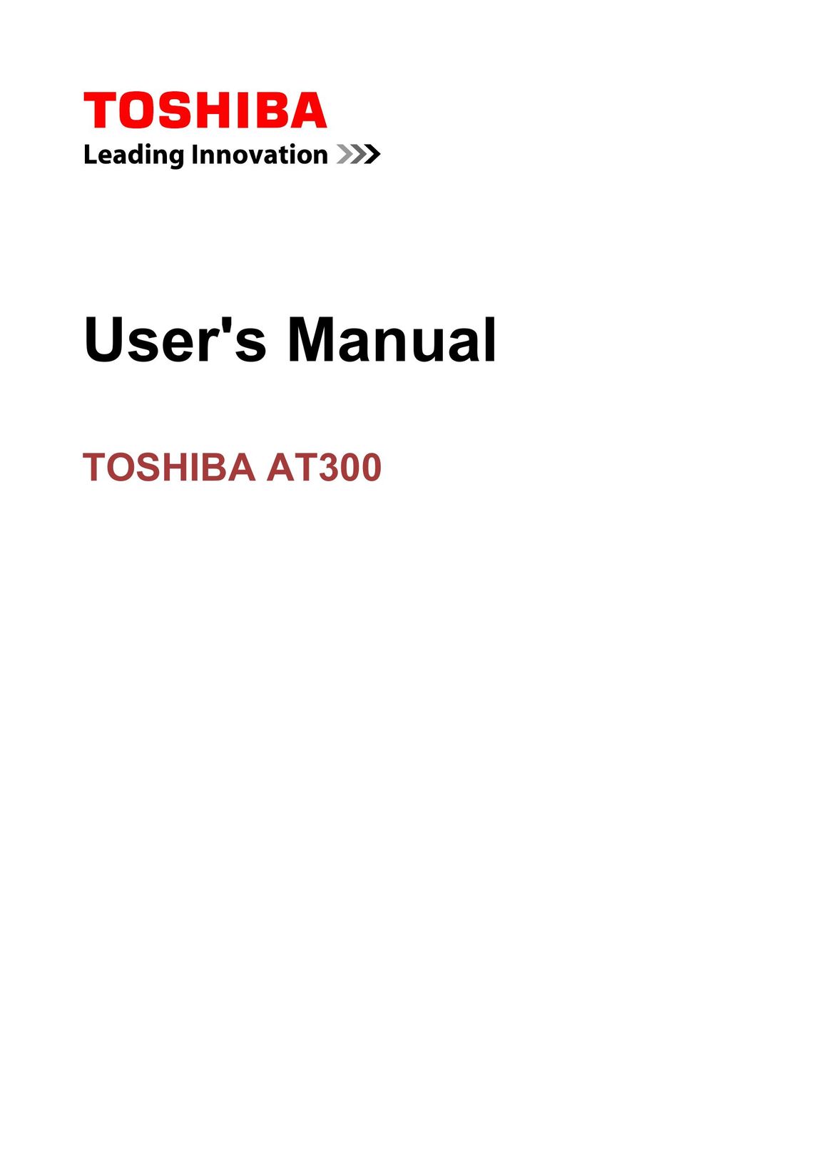 Toshiba AT300 Graphics Tablet User Manual