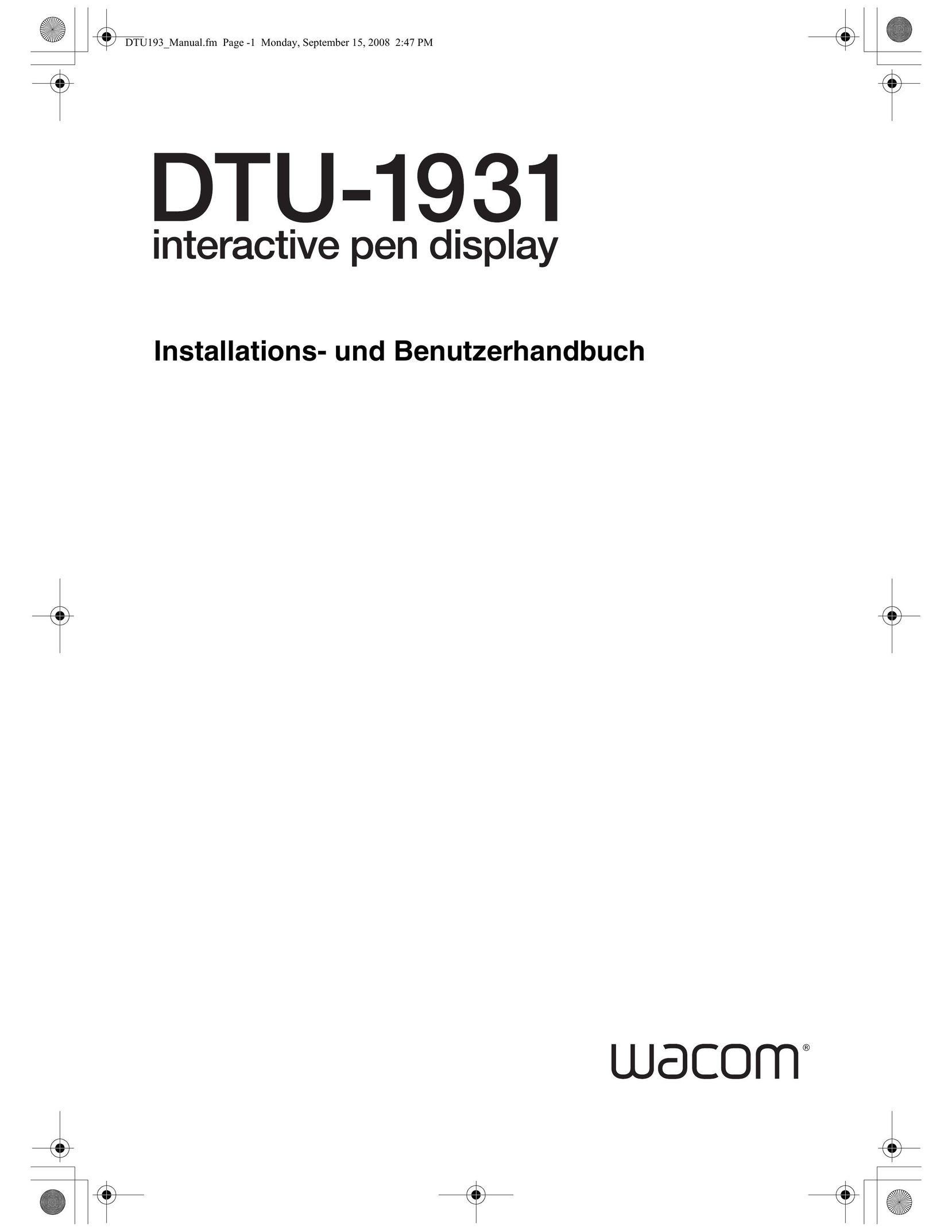 Wacom DTU-1931 Graphics Tablet User Manual