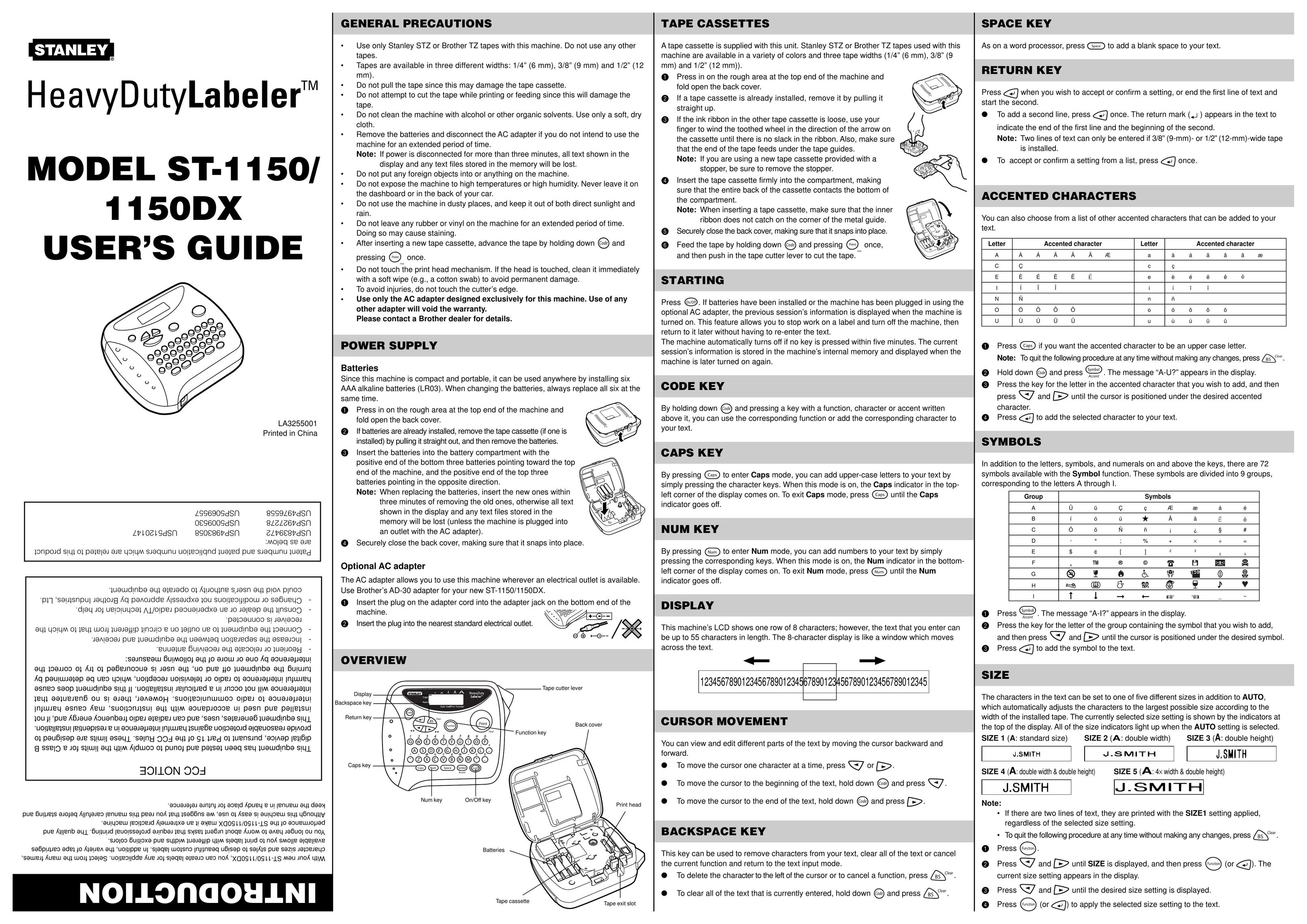 Bostitch ST-1150 Label Maker User Manual